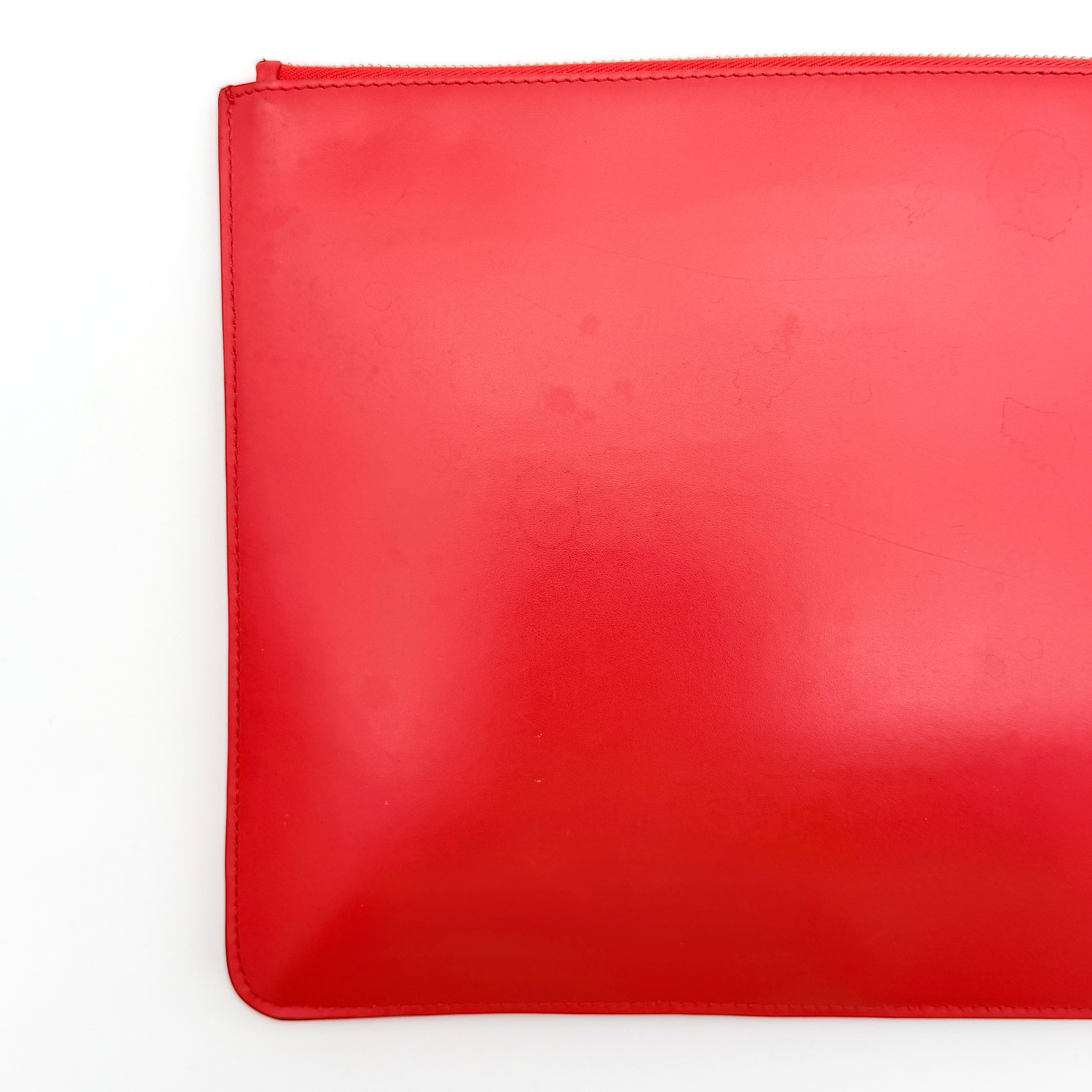 Givenchy Logo Print Leather Clutch Bag Red