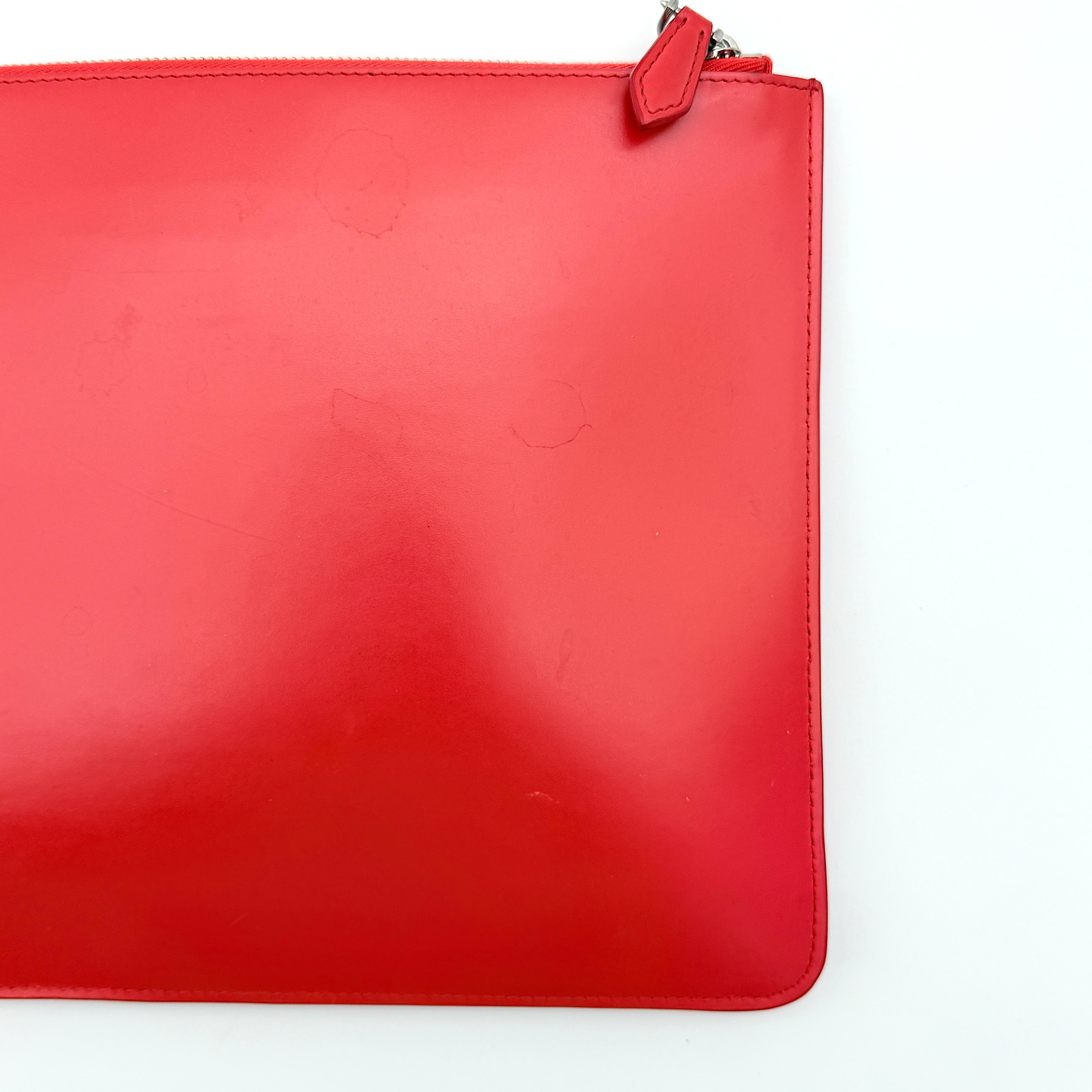 Givenchy Logo Print Leather Clutch Bag Red