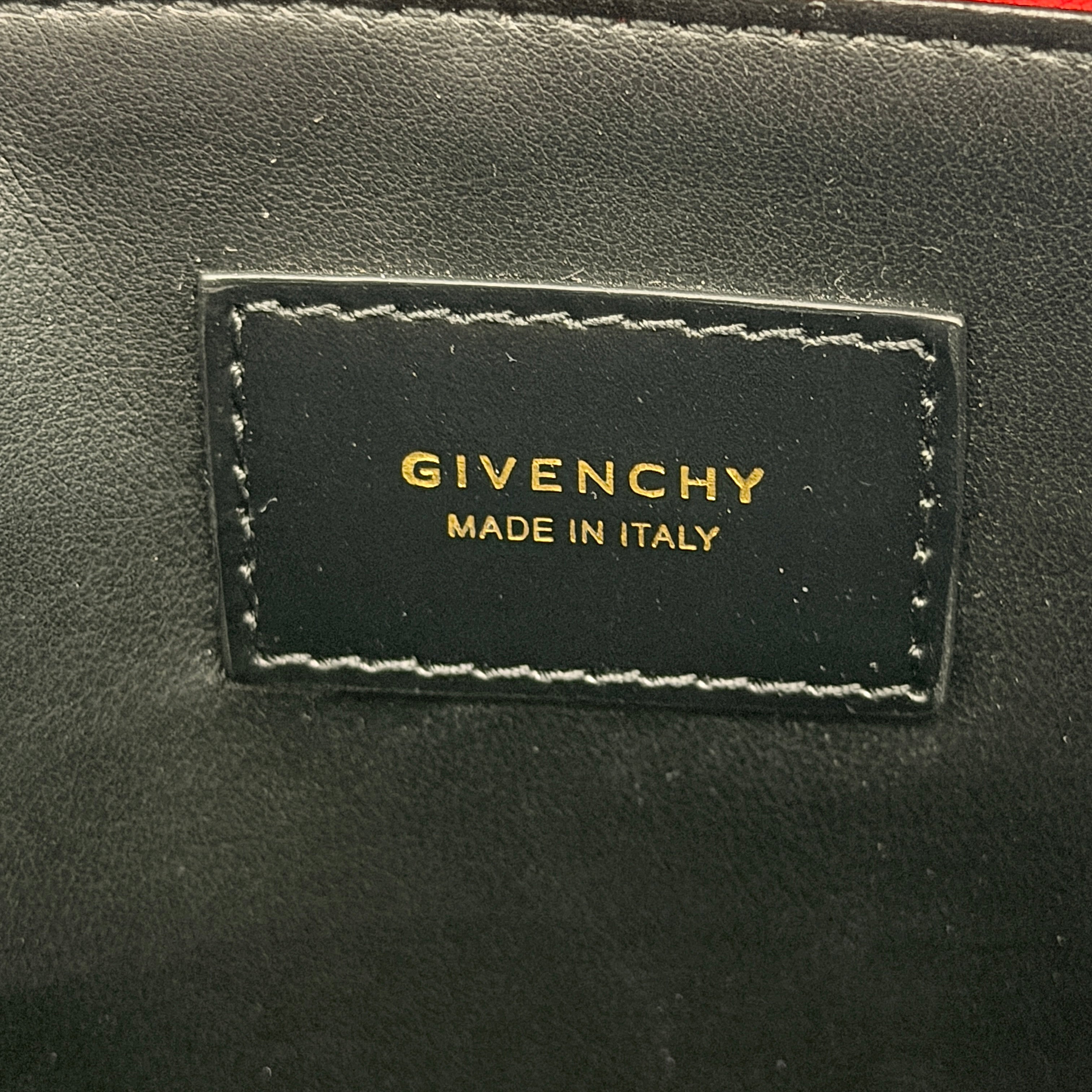 Givenchy Logo Print Leather Clutch Bag Red