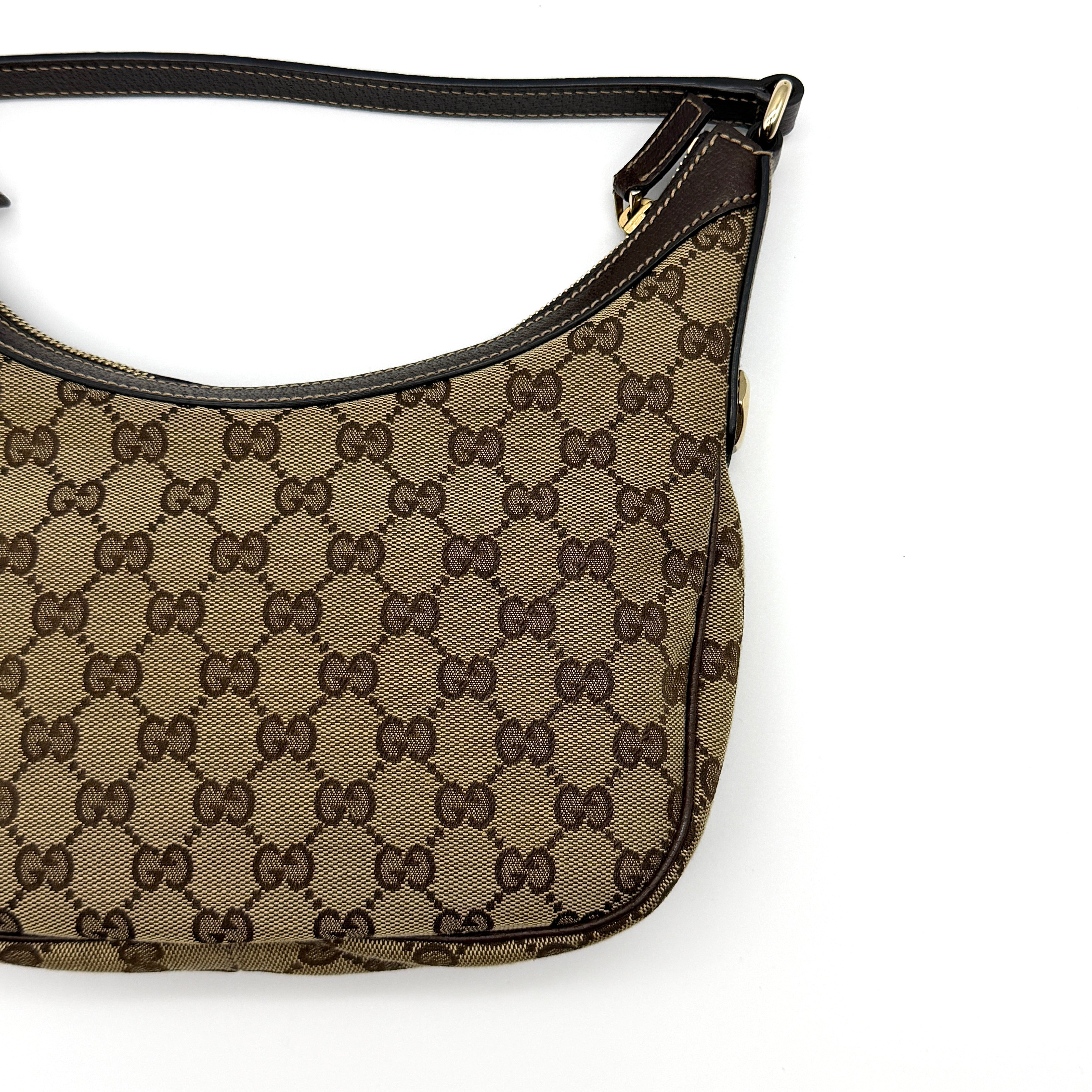 Gucci GG Monogram Hobo Shoulder Bag Beige/Brown