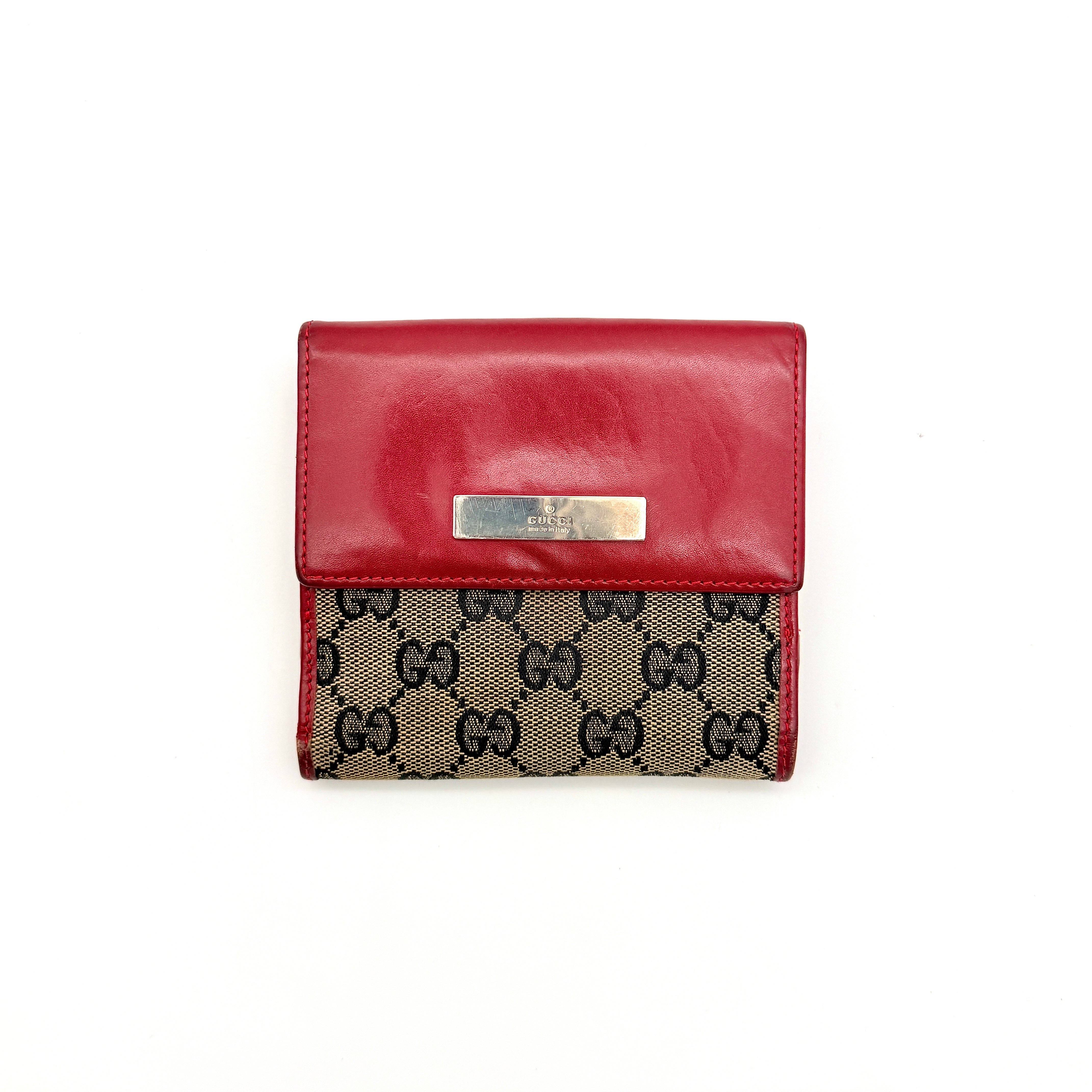 Gucci GG Monogram Compact Wallet Red/Beige