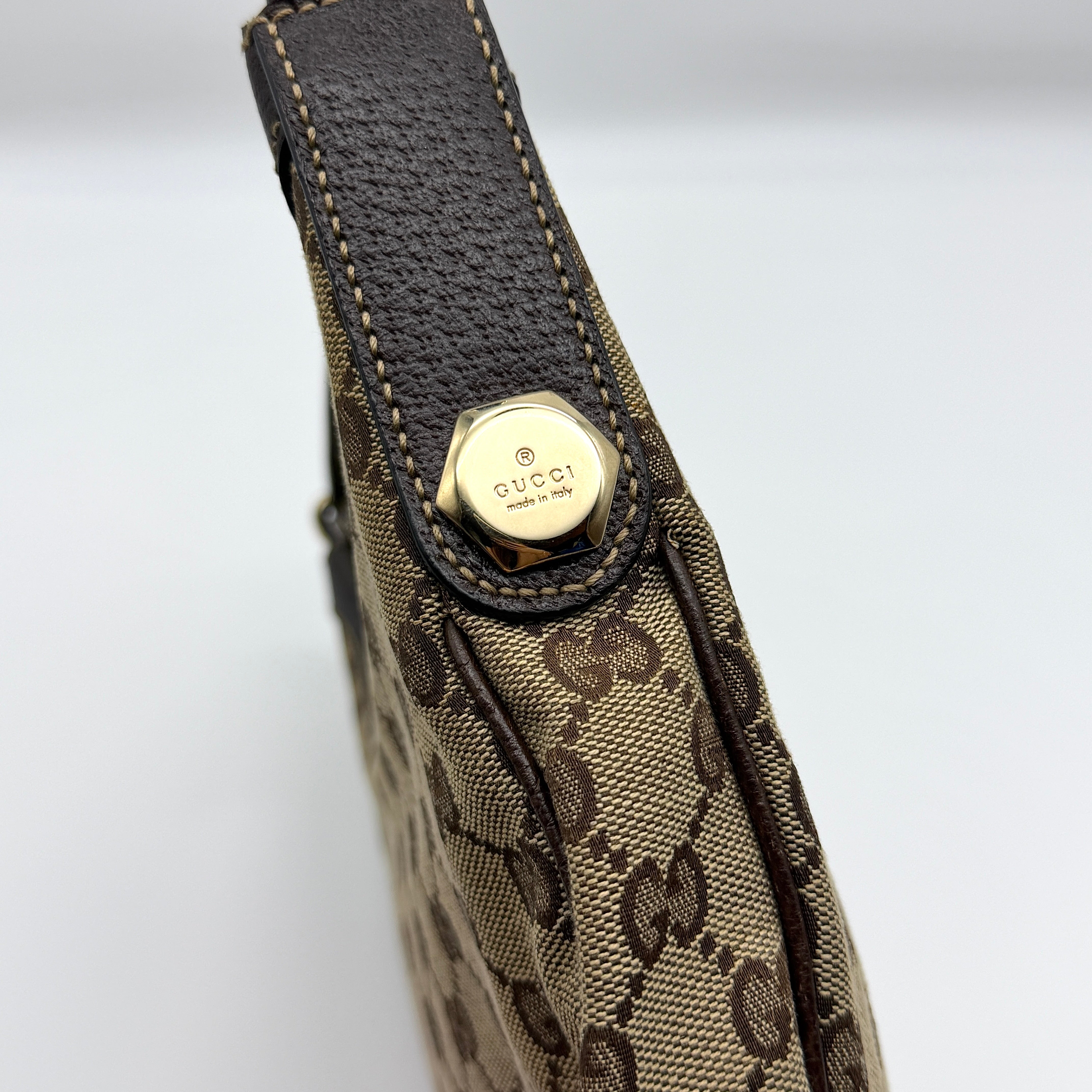 Gucci GG Monogram Hobo Shoulder Bag Beige/Brown