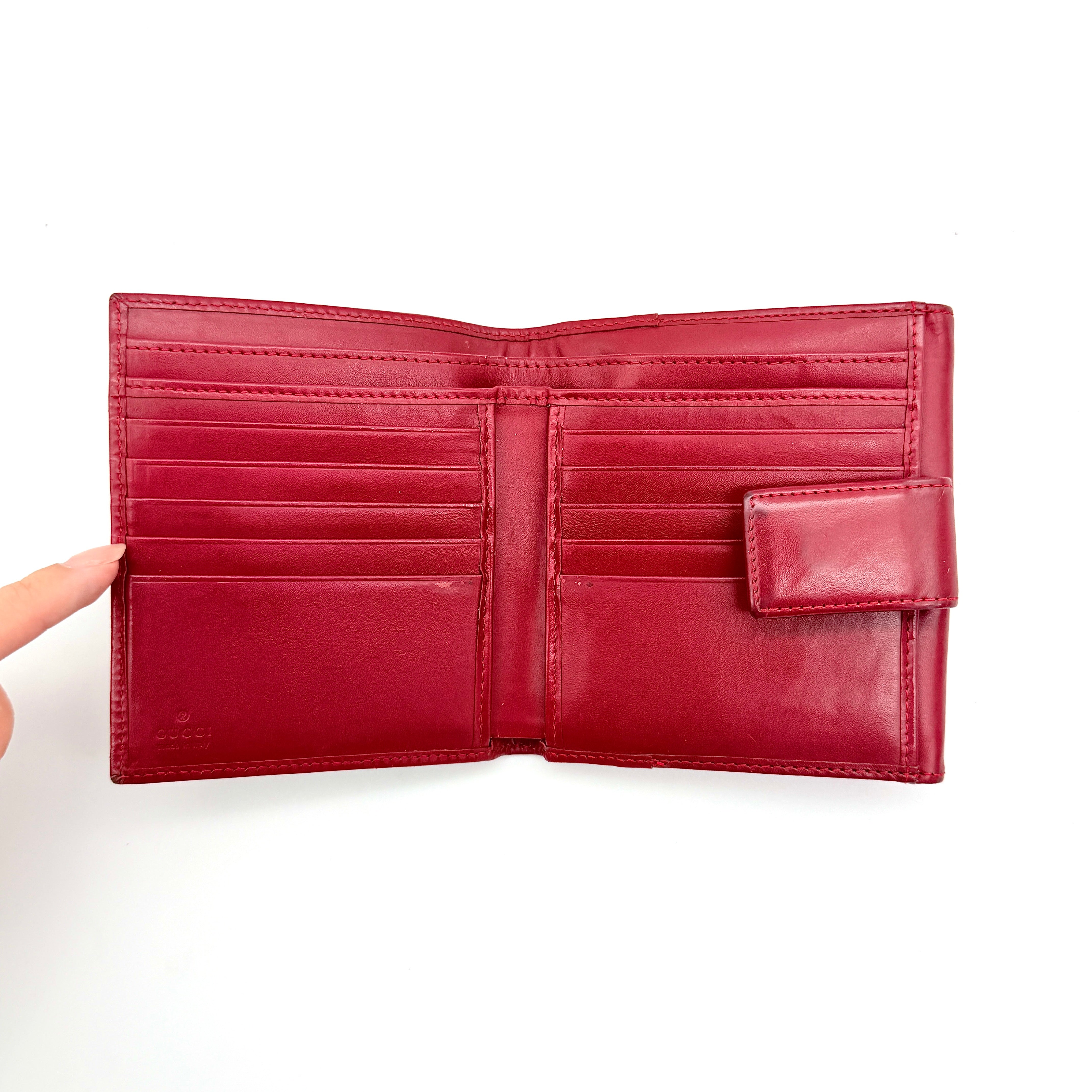 Gucci GG Monogram Compact Wallet Red/Beige