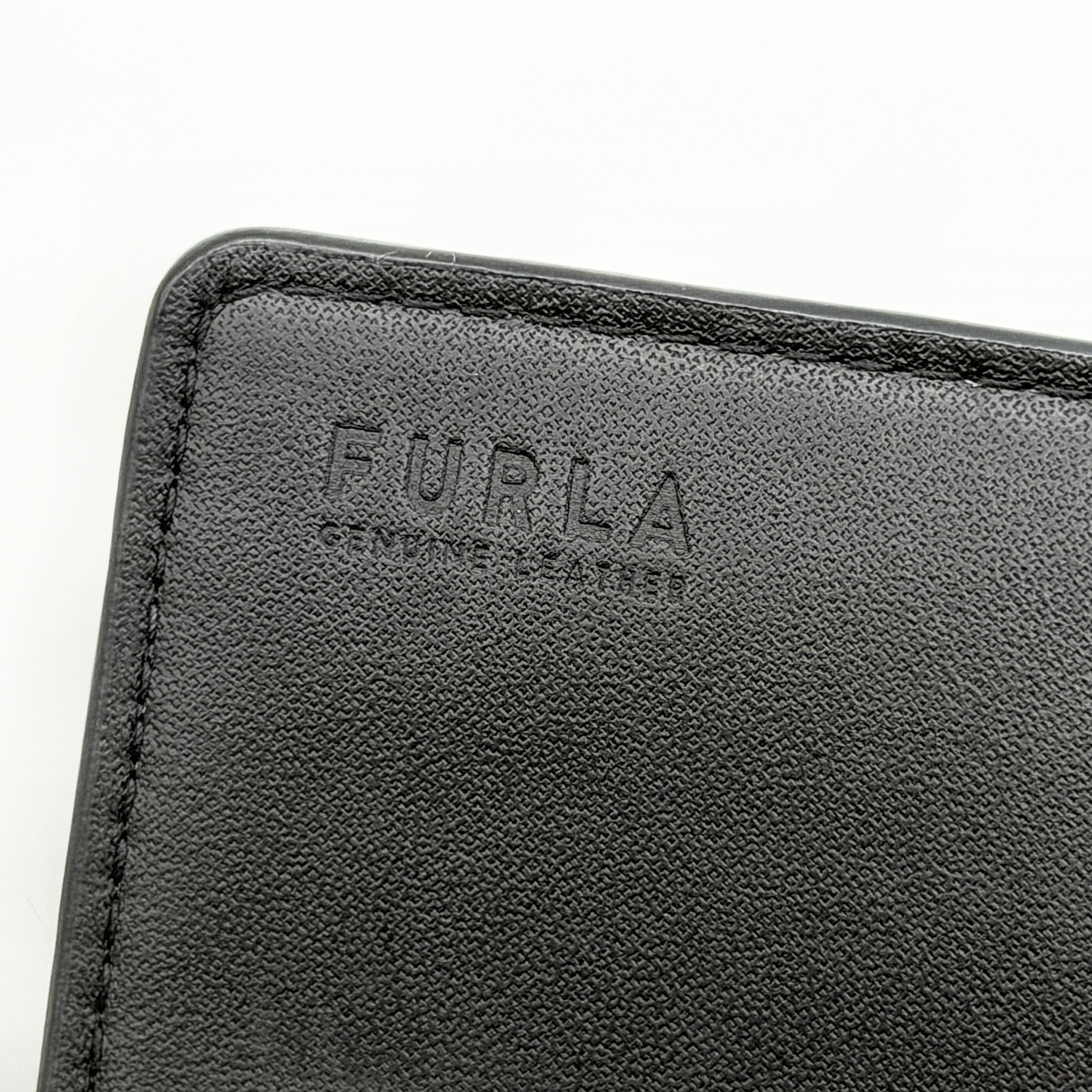 Furla Croc Embossed Turnlock Long Wallet Black