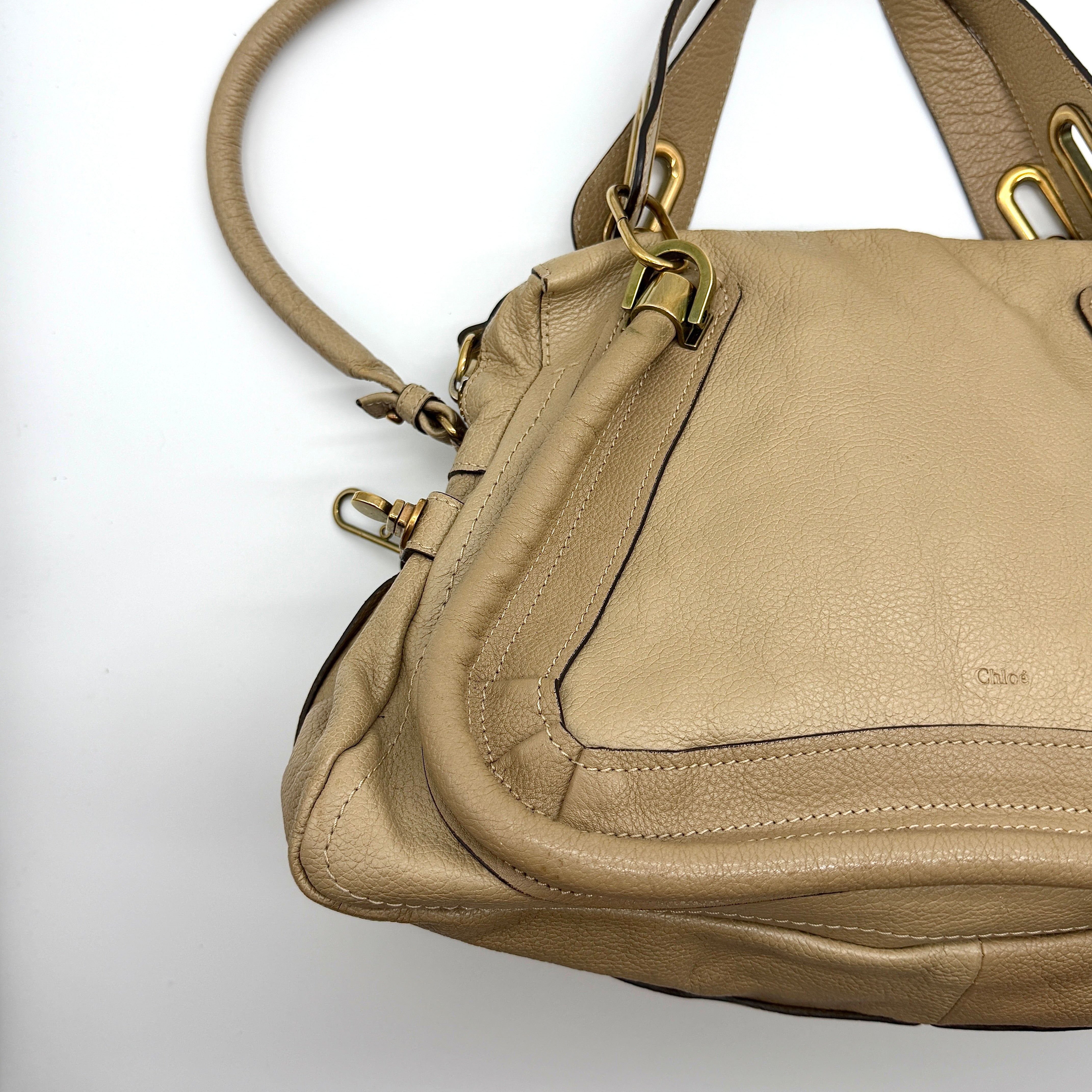 Chloe 2Way Paraty Shoulder Bag Beige