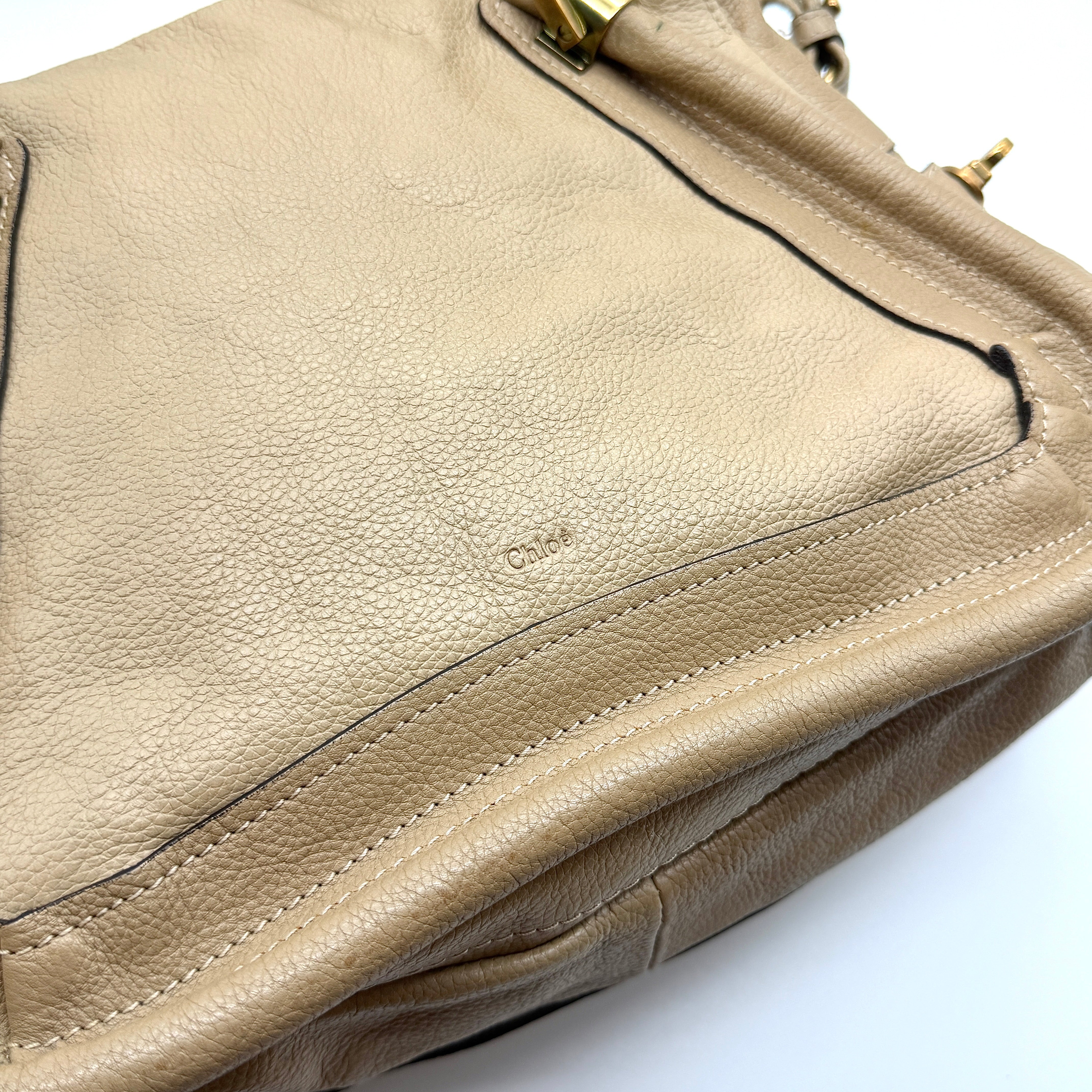 Chloe 2Way Paraty Shoulder Bag Beige