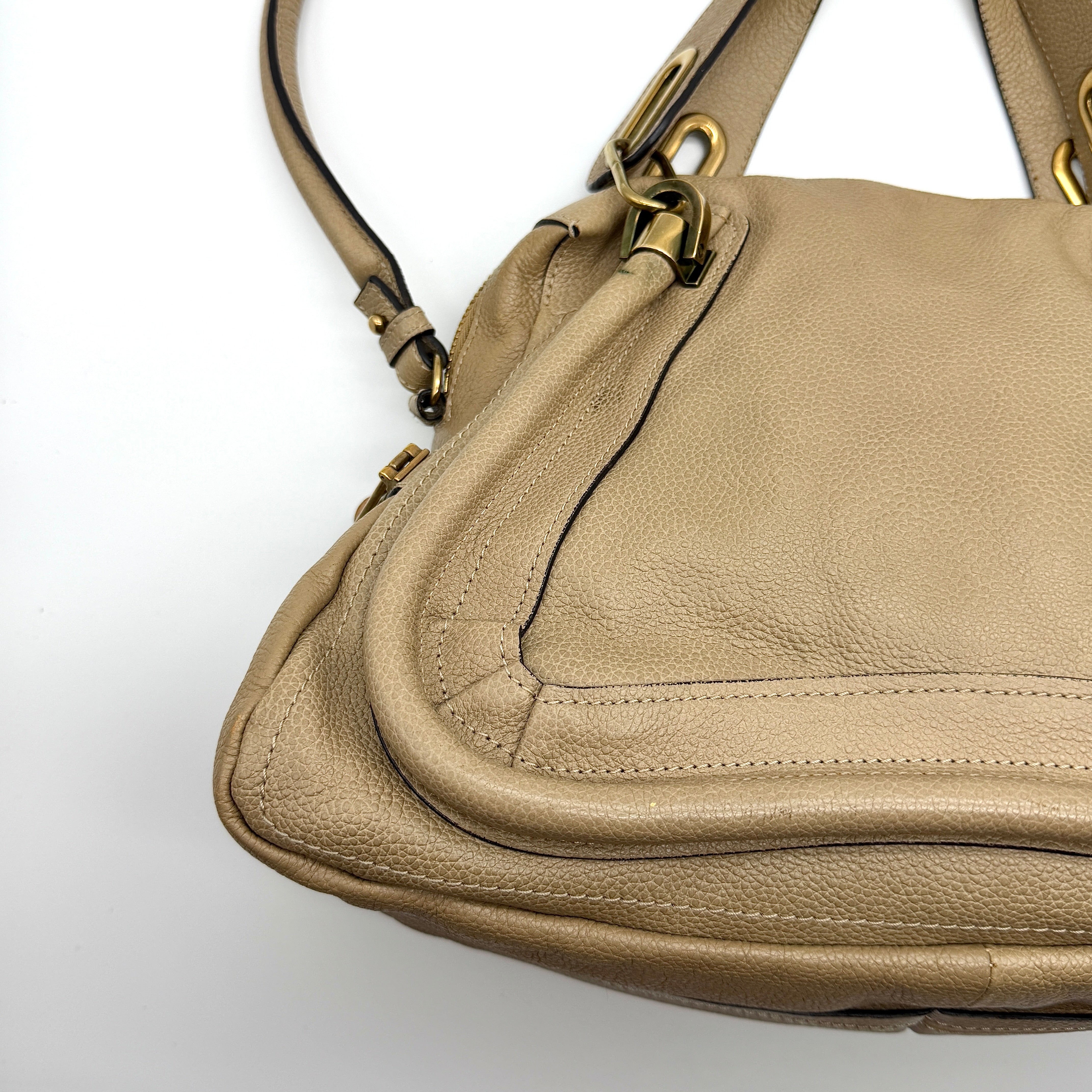 Chloe 2Way Paraty Shoulder Bag Beige