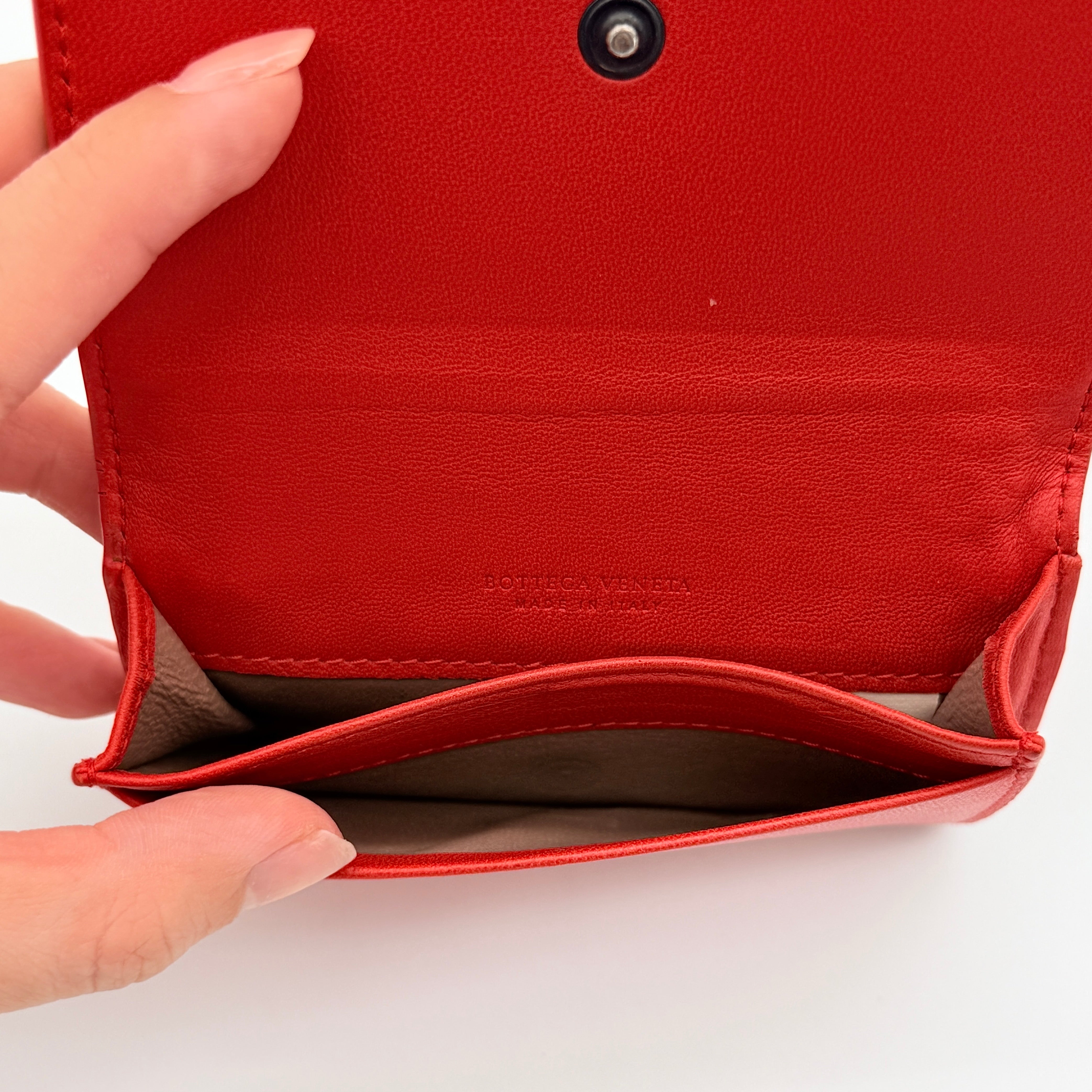 Bottega Veneta Intrecciato Python Card Case Red