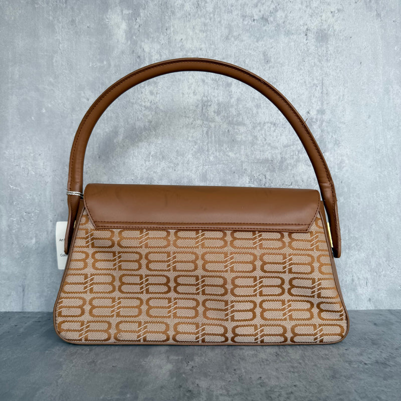 Balenciaga BB Monogram Shoulder Bag Beige/Brown
