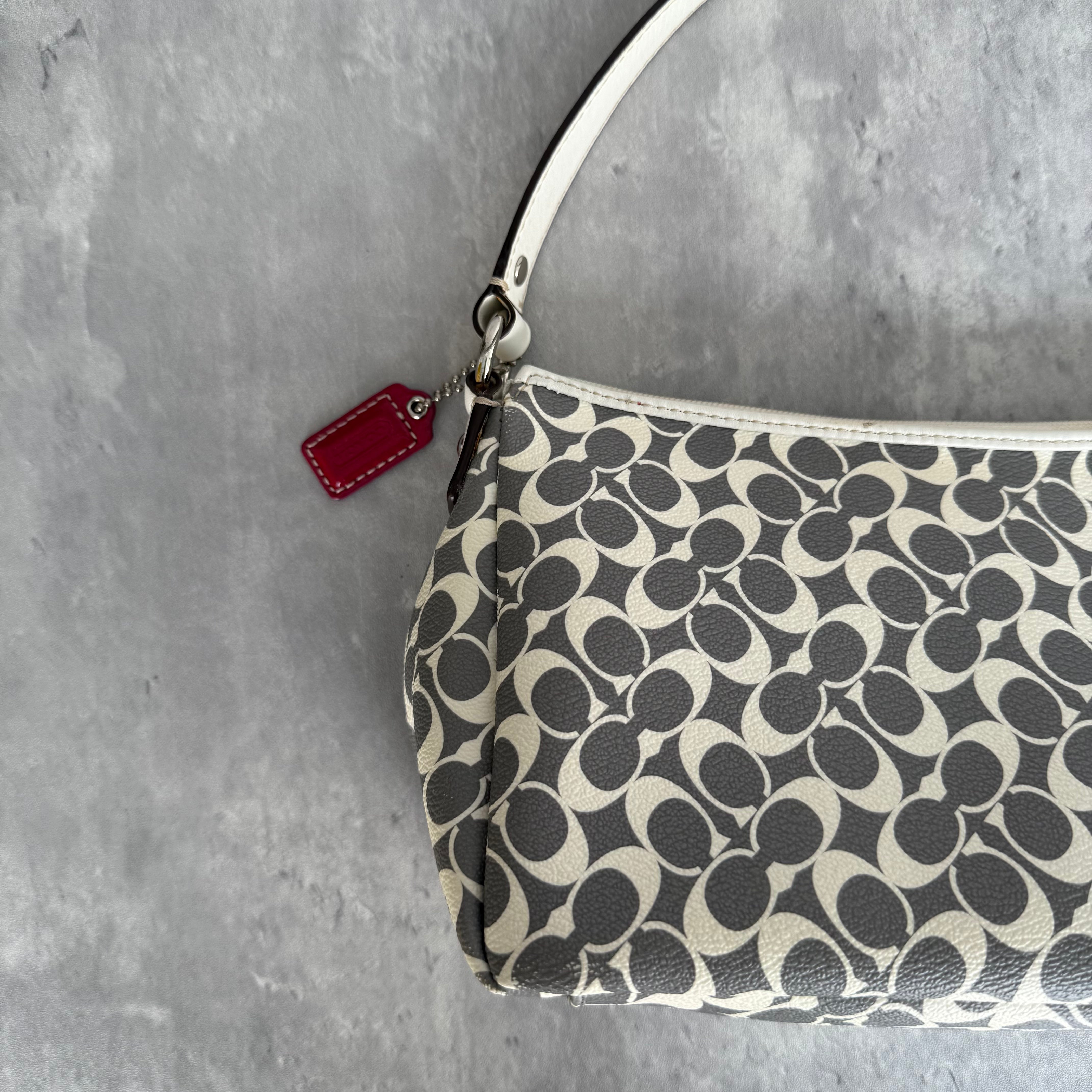 Coach Signature Chelsea Stripe Shoulder Bag Grey/Pink