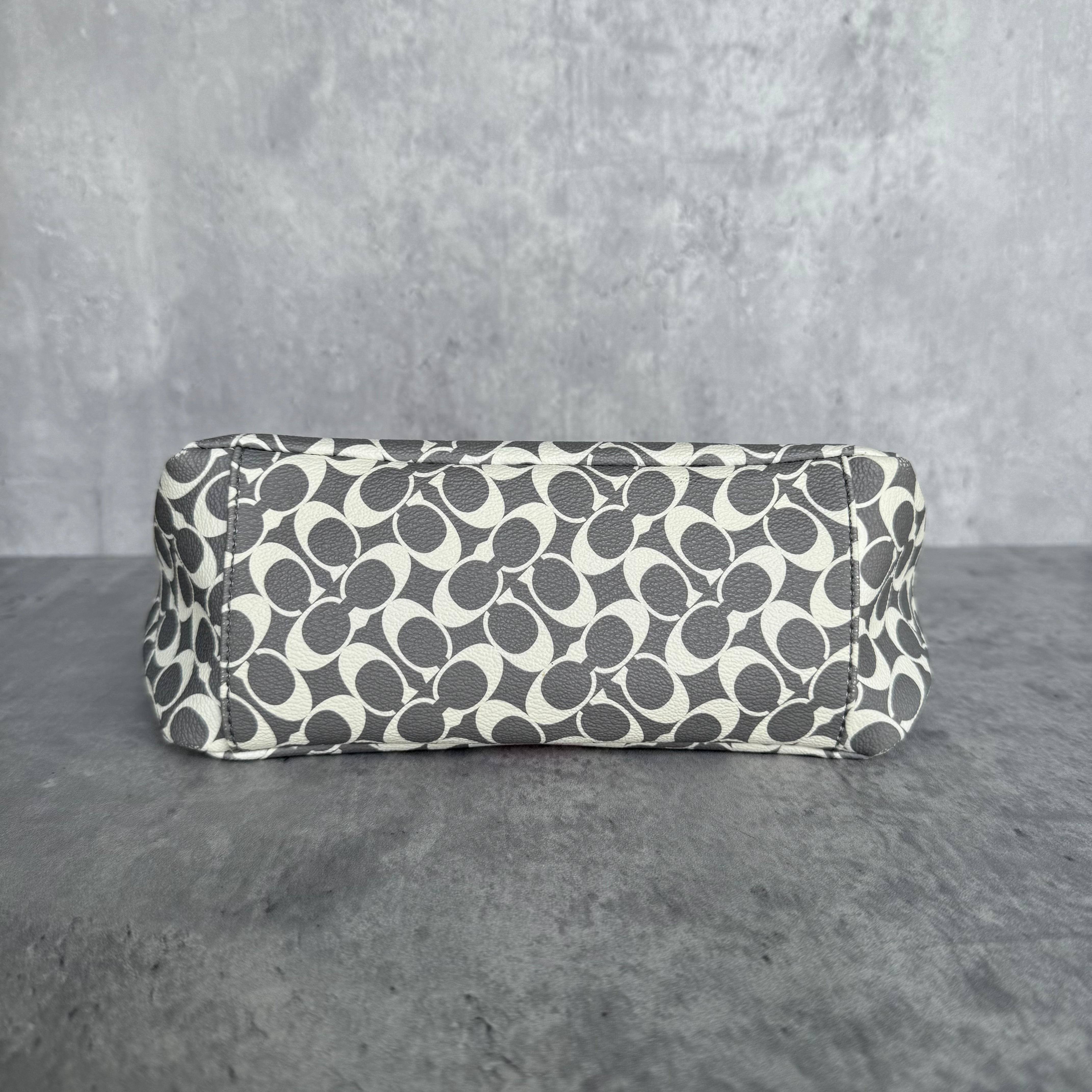 Coach Signature Chelsea Stripe Shoulder Bag Grey/Pink