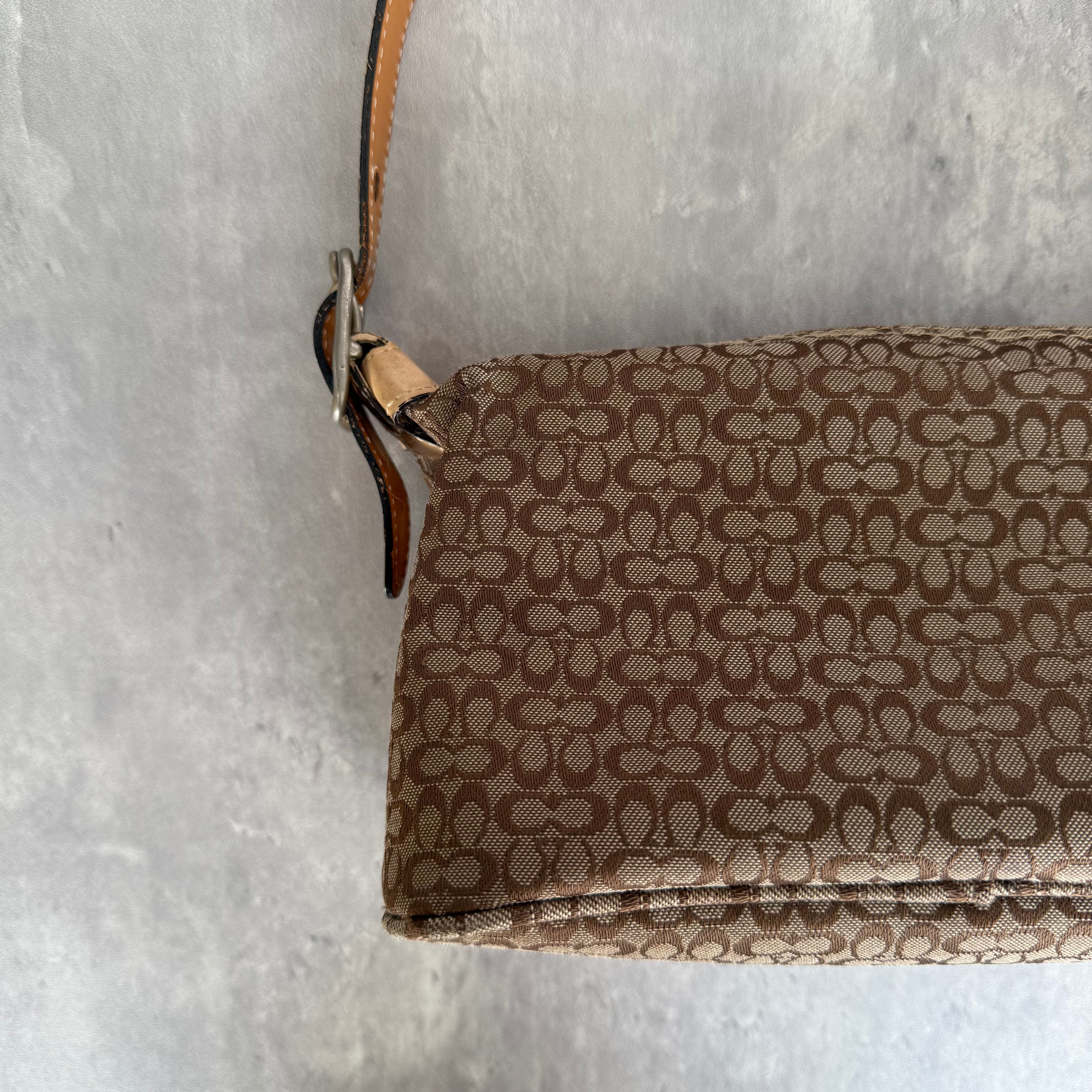 Coach Signature Sufflette Shoulder Bag Beige