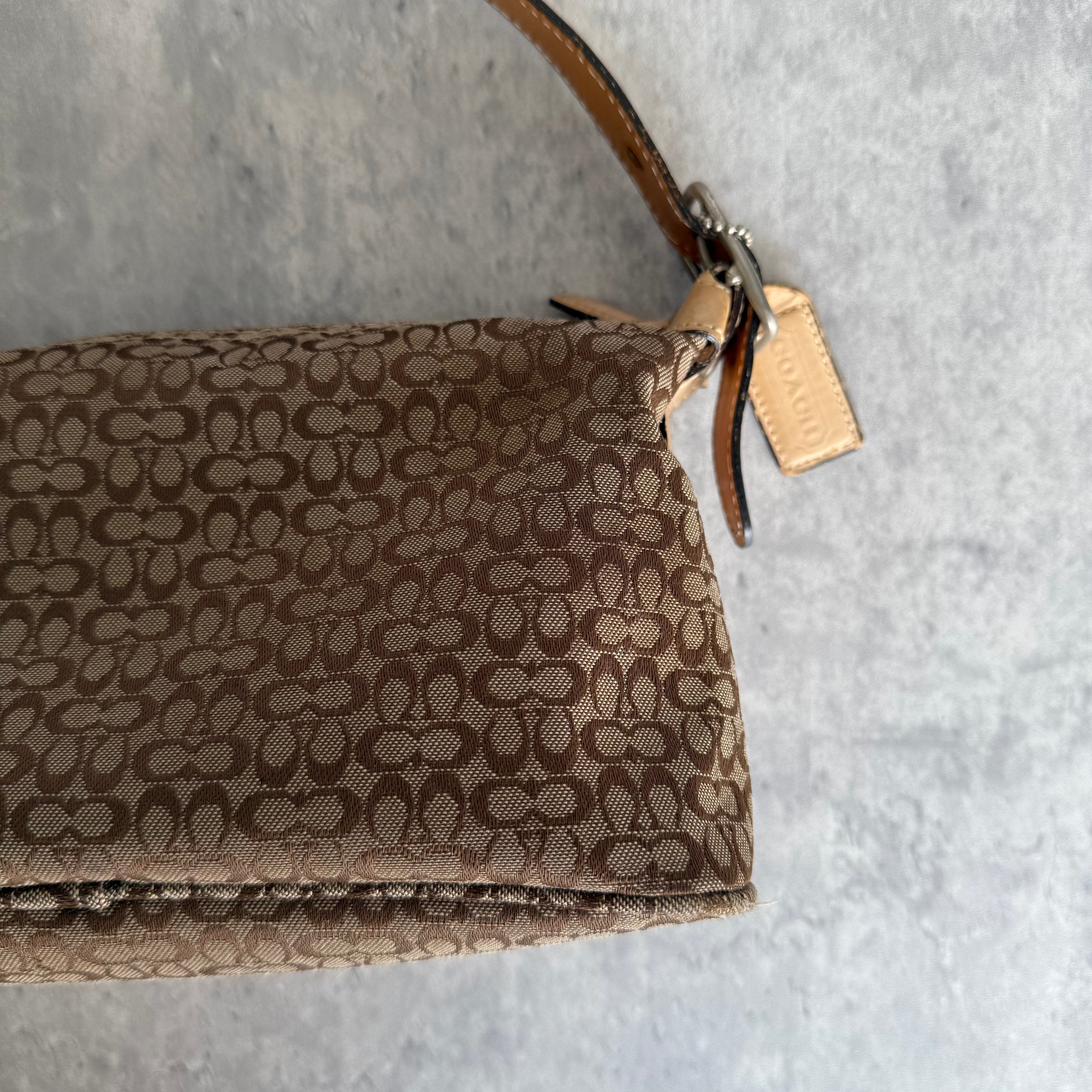 Coach Signature Sufflette Shoulder Bag Beige