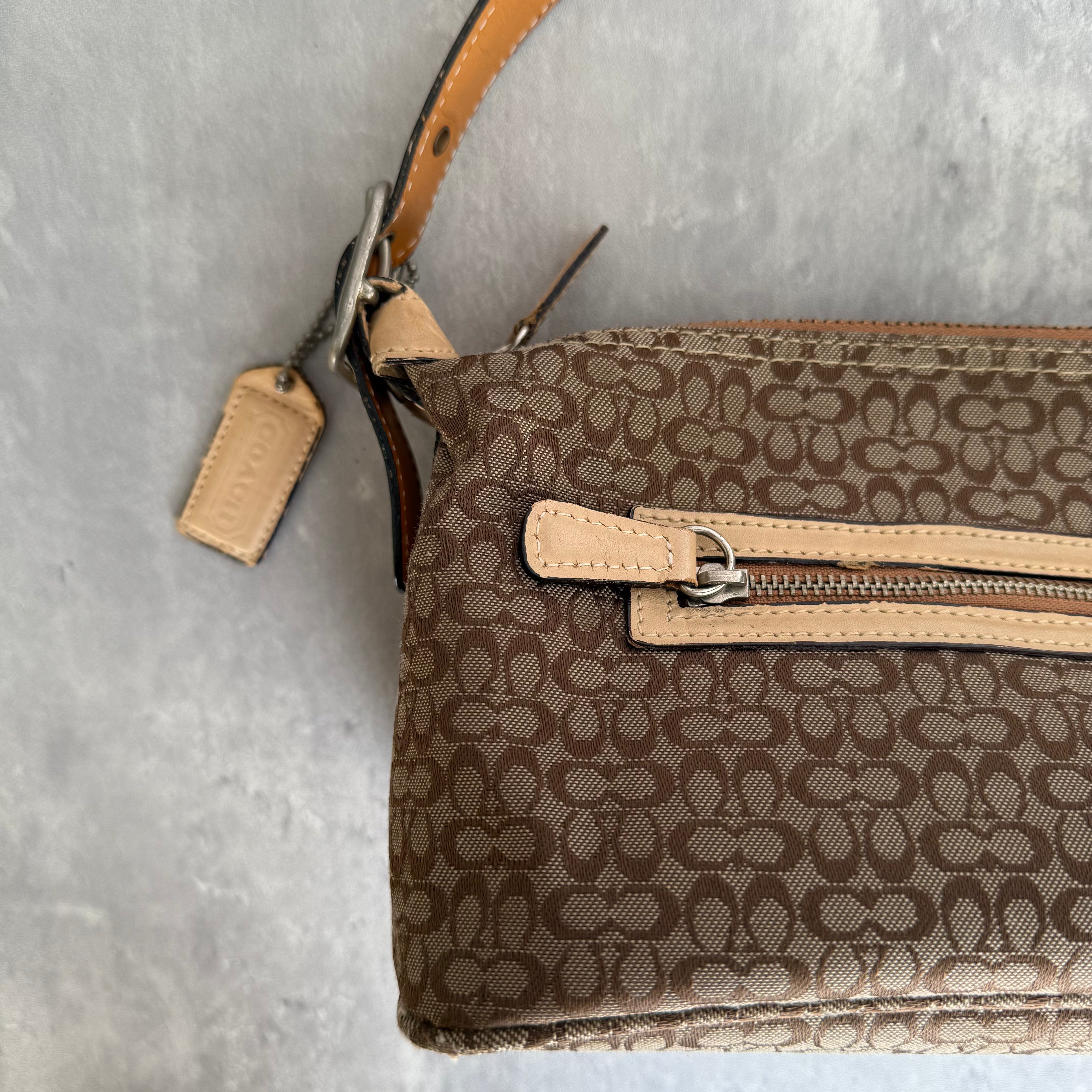 Coach Signature Sufflette Shoulder Bag Beige