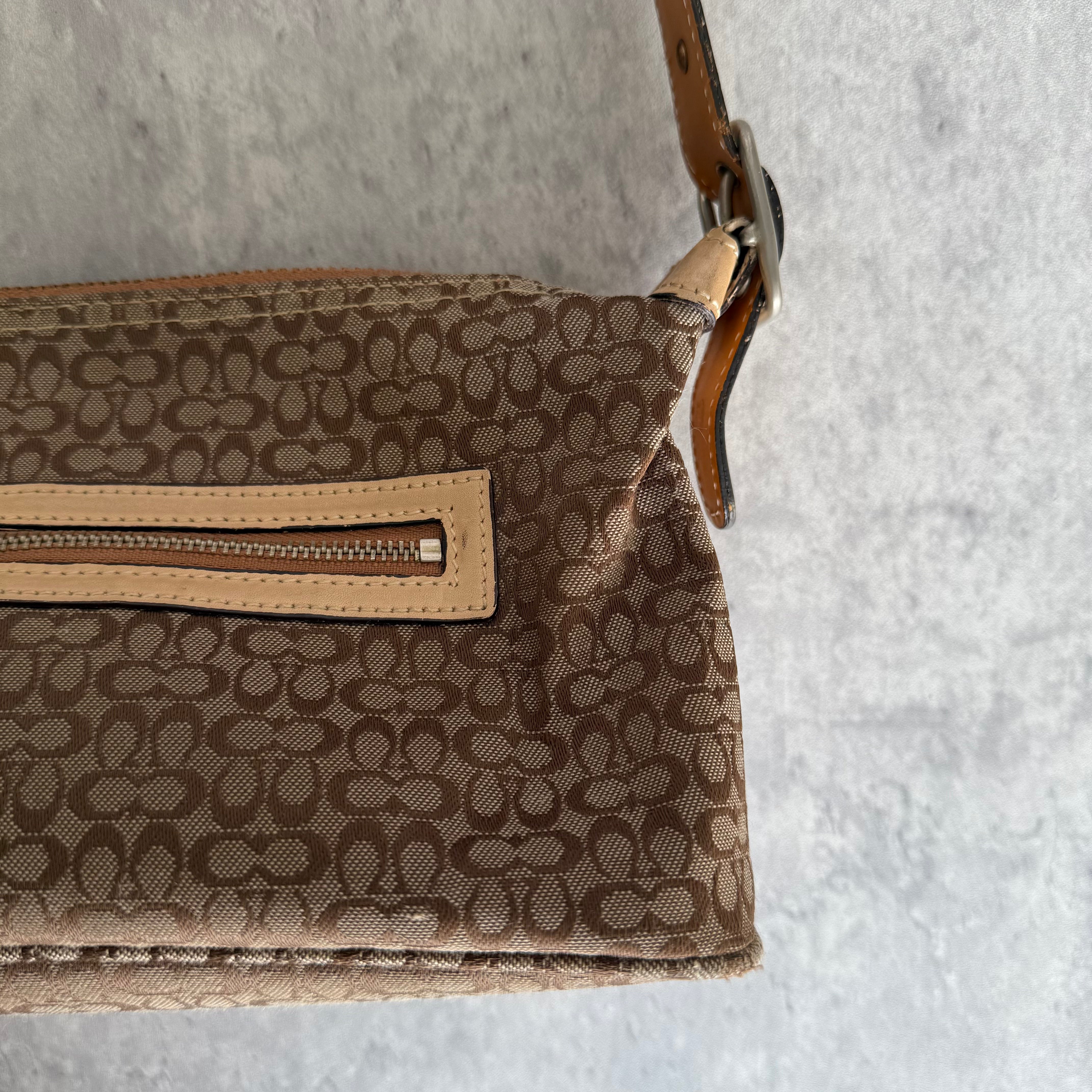 Coach Signature Sufflette Shoulder Bag Beige