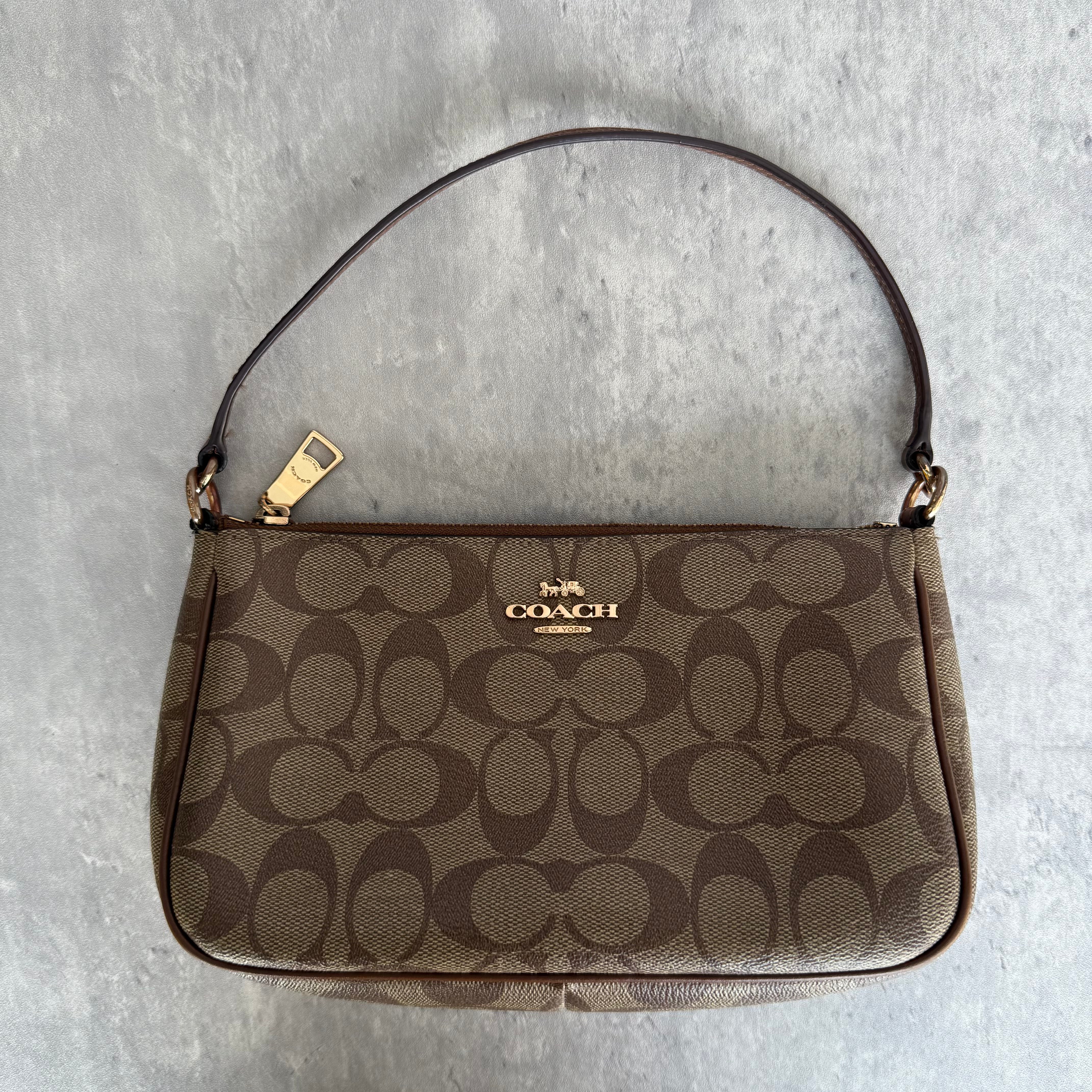 Coach Signature Shoulder Bag Beige