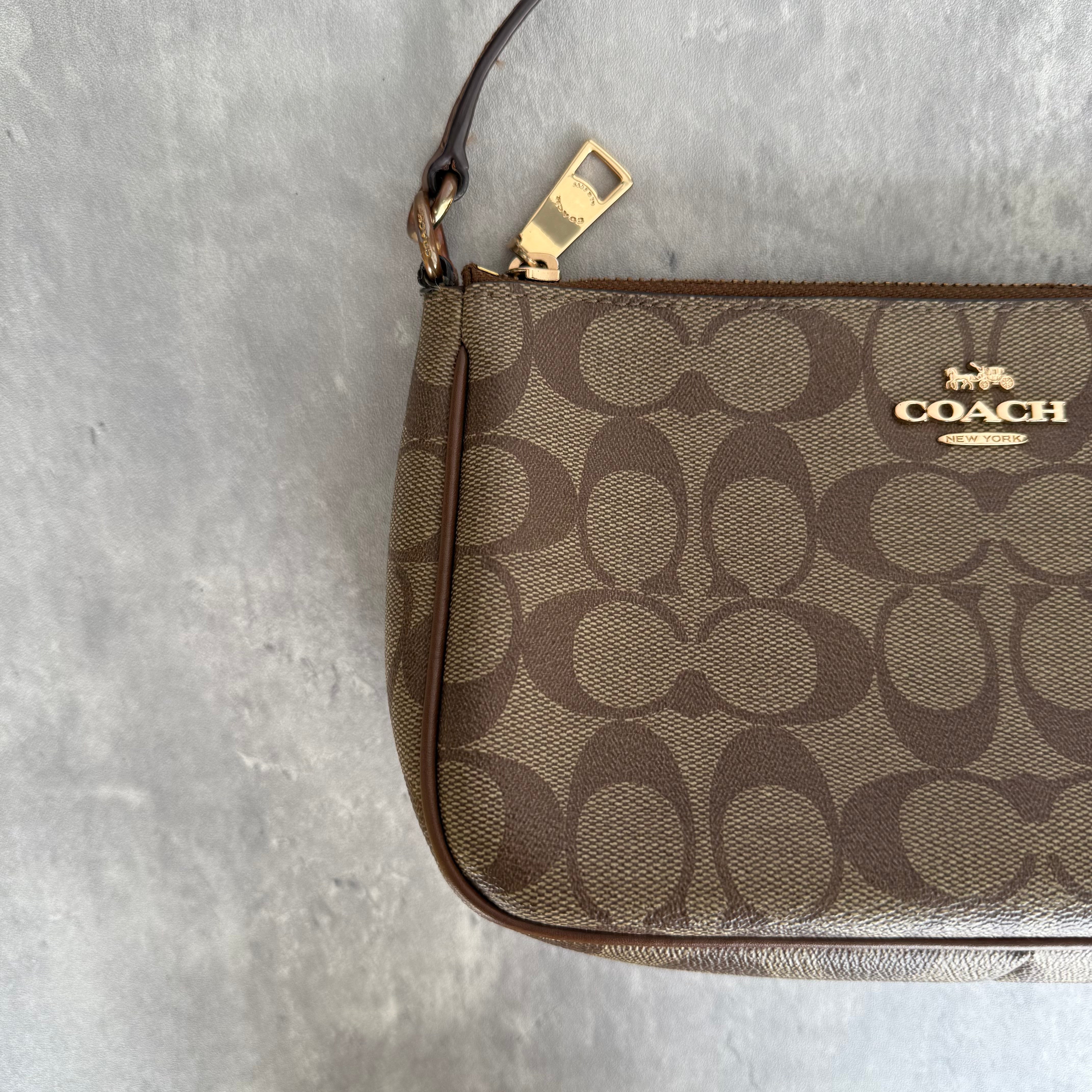 Coach Signature Shoulder Bag Beige