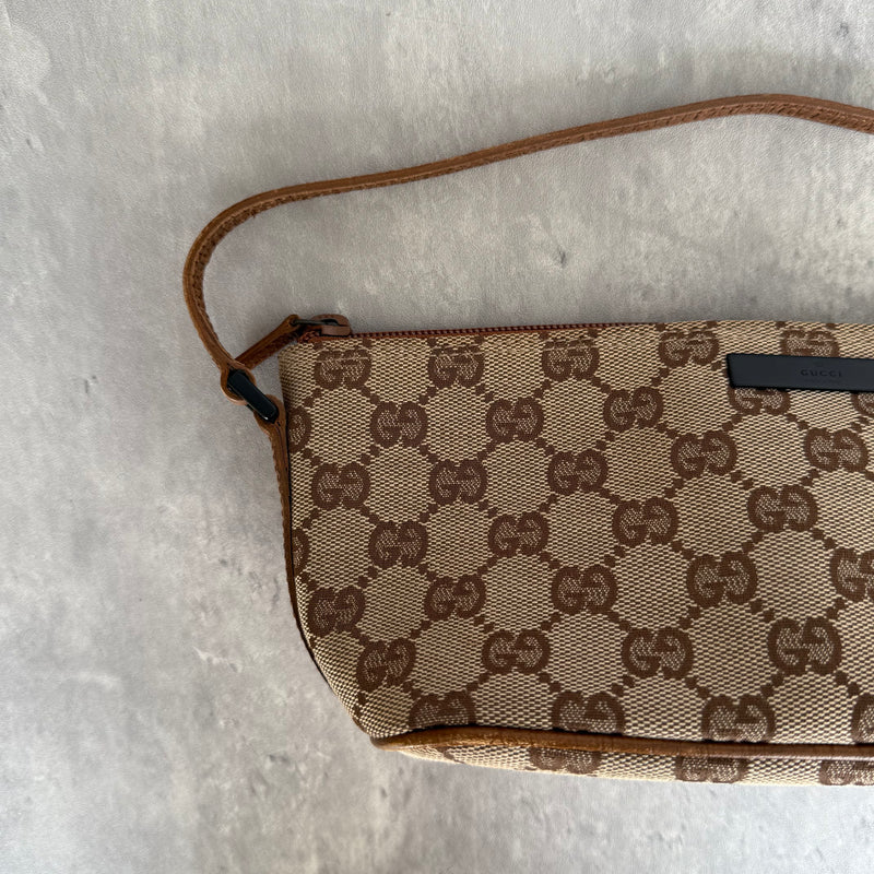 Gucci GG Monogram Pochette Boat Shoulder Bag Beige