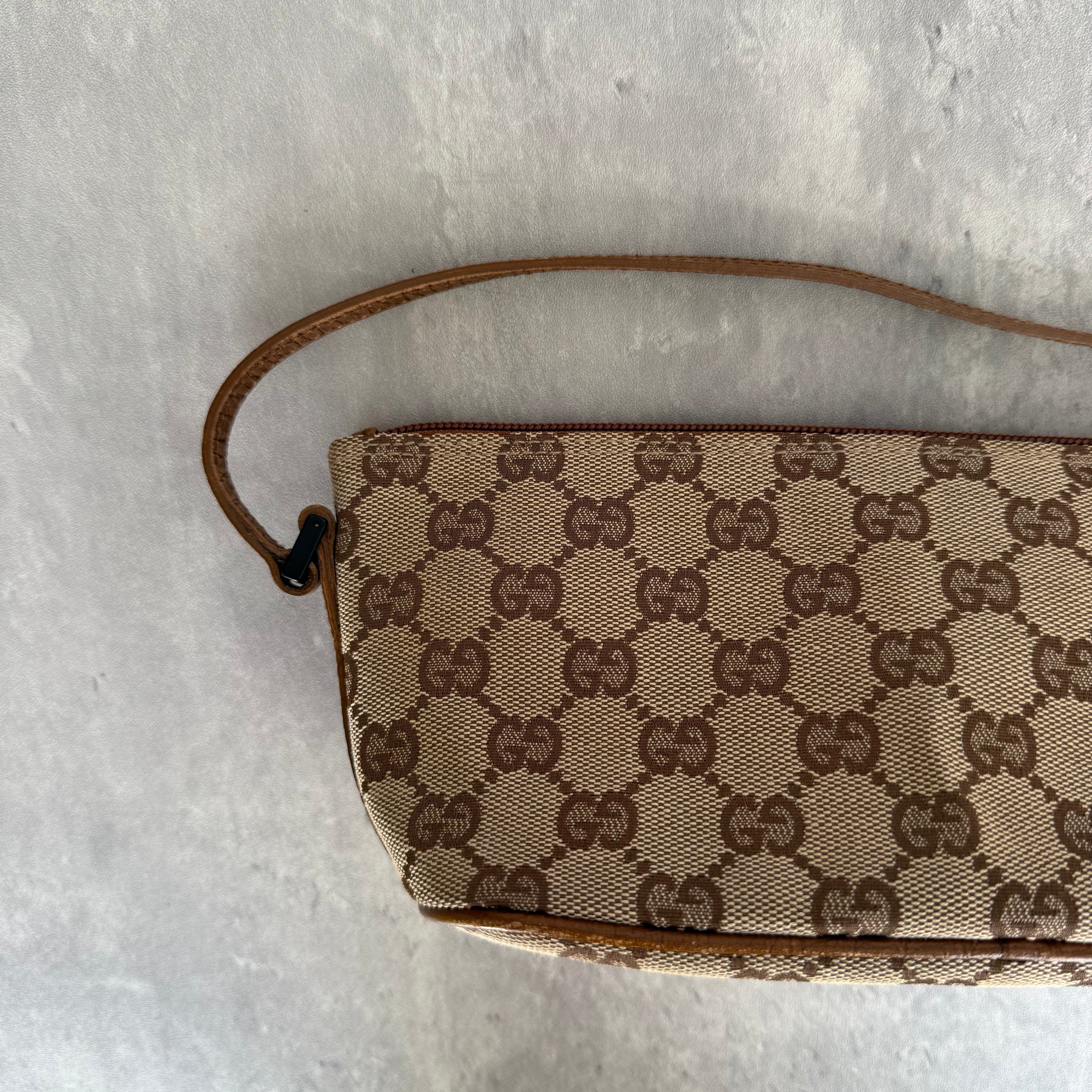 Gucci GG Monogram Pochette Boat Shoulder Bag Beige