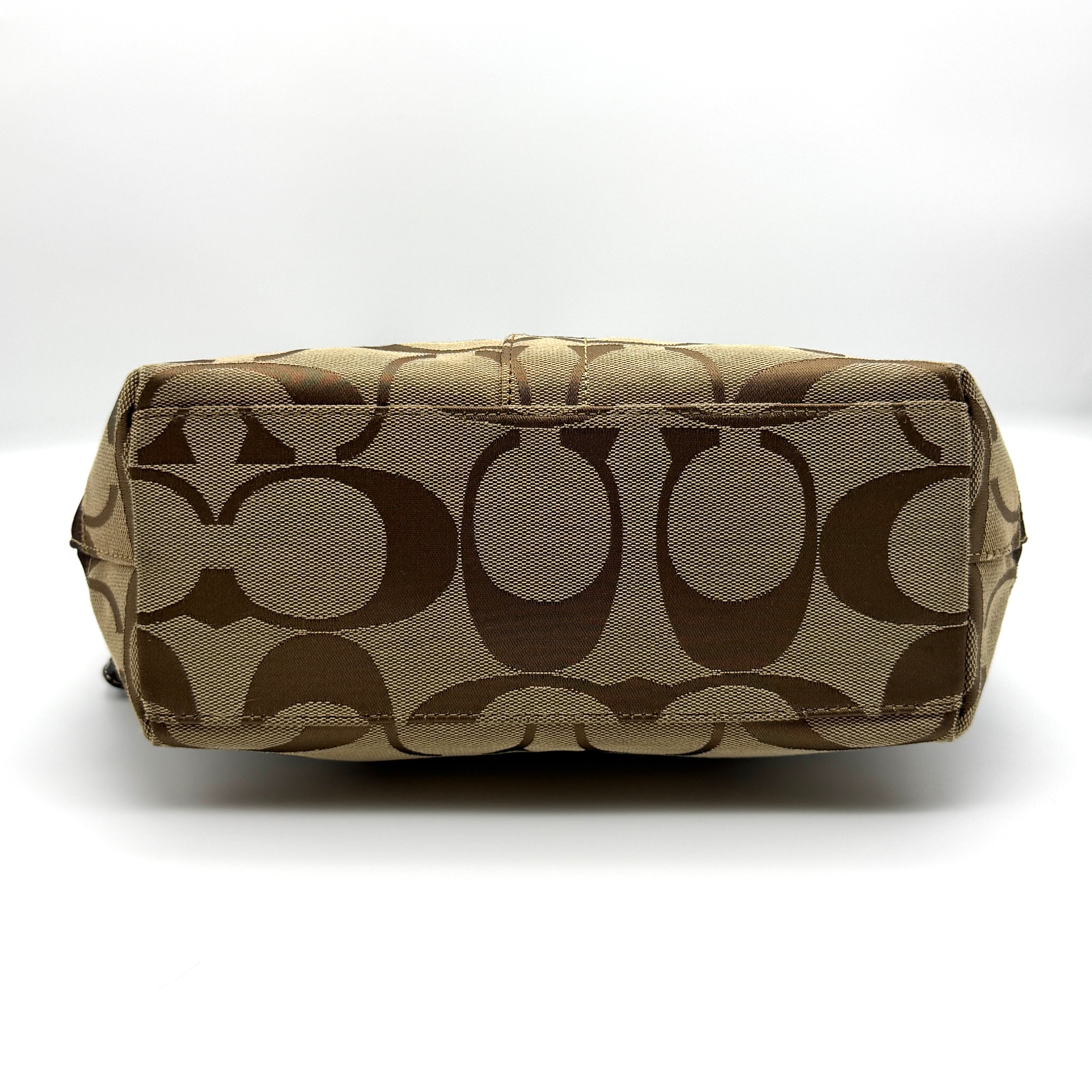 Coach Signature Stripe Tote Bag Beige/Brown