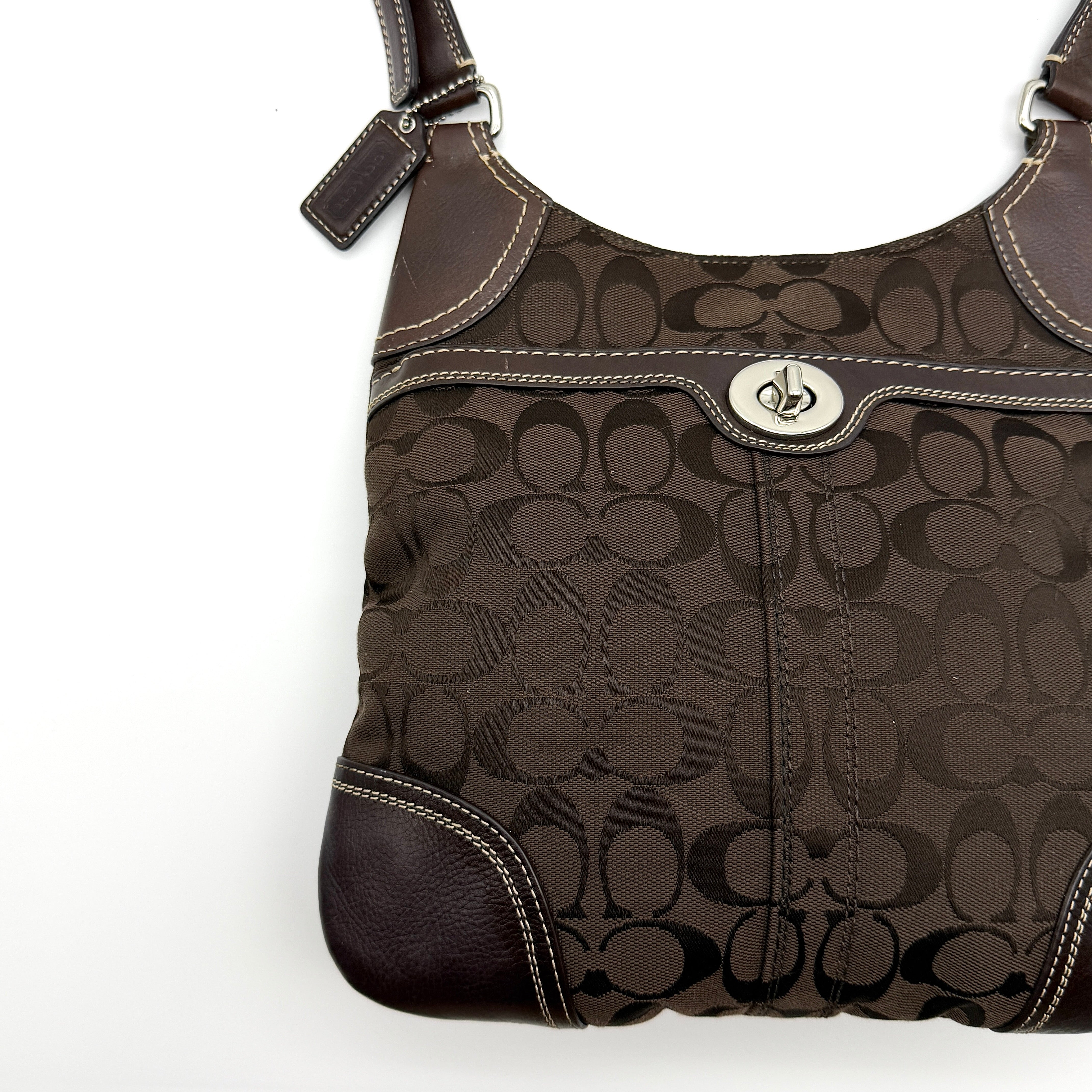 Coach Signature Turnlock Crossbody Bag Brown