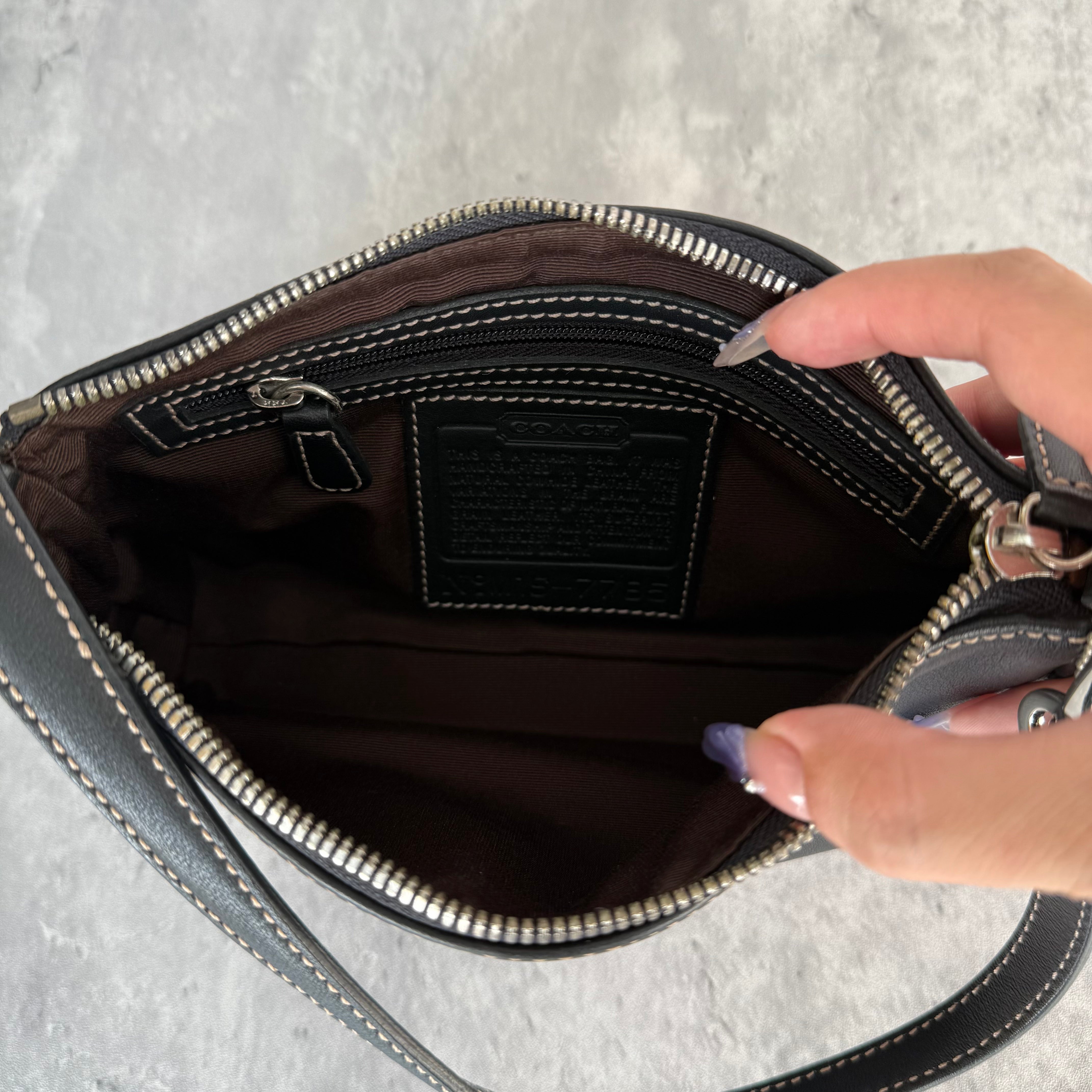 Coach Y2K Demi Leather Shoulder Bag Black