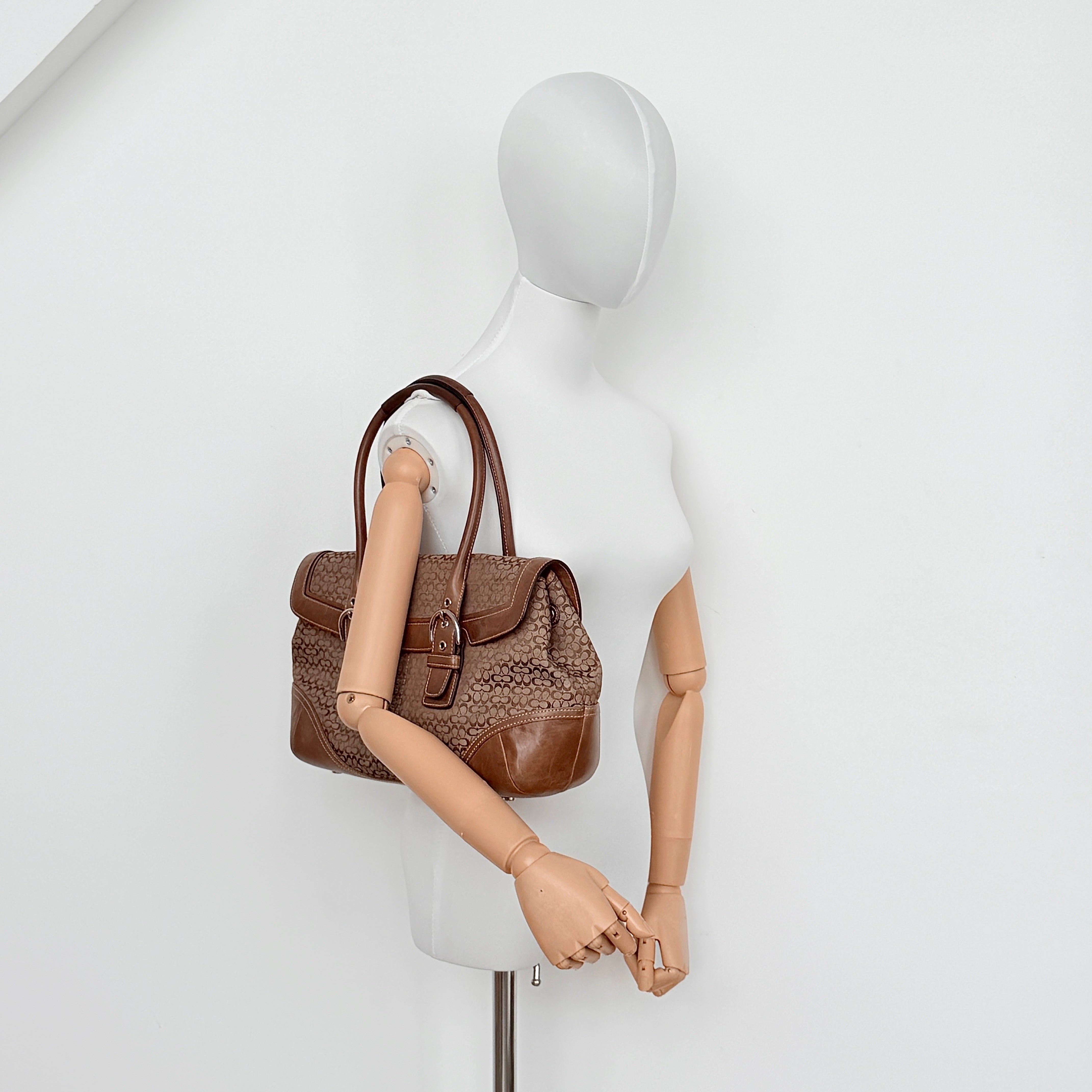 Coach Y2K Signature Soho Hampton Satchel Shoulder Bag Beige/Tan