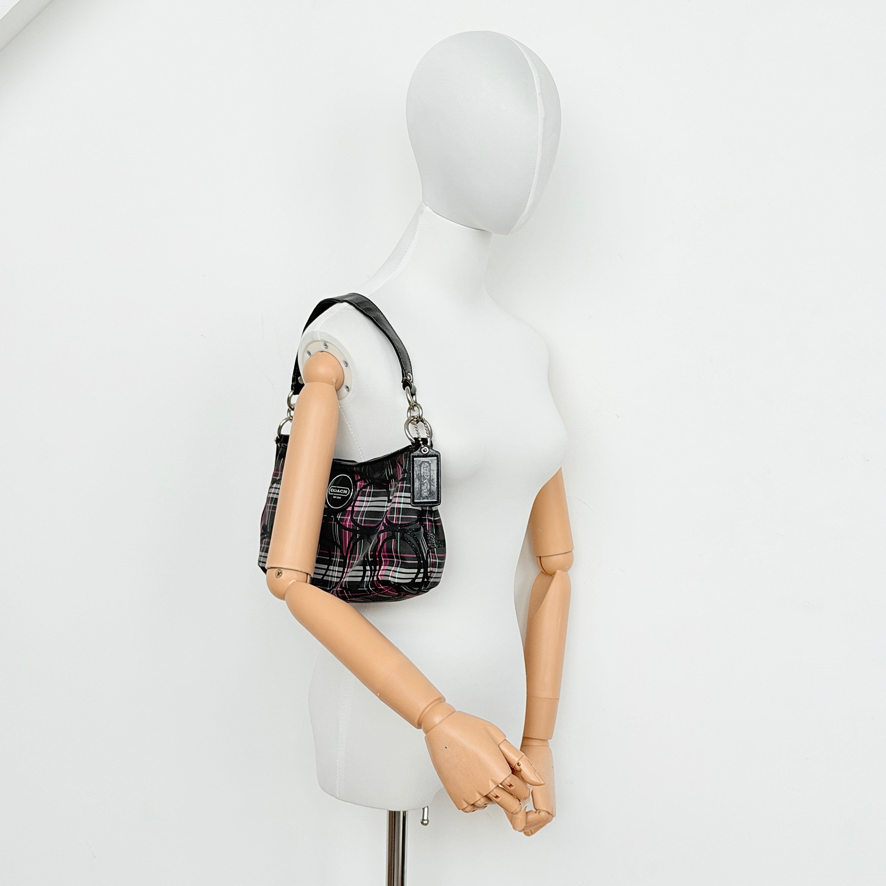 Coach 2Way Signature Poppy Tartan Shoulder Bag Multi