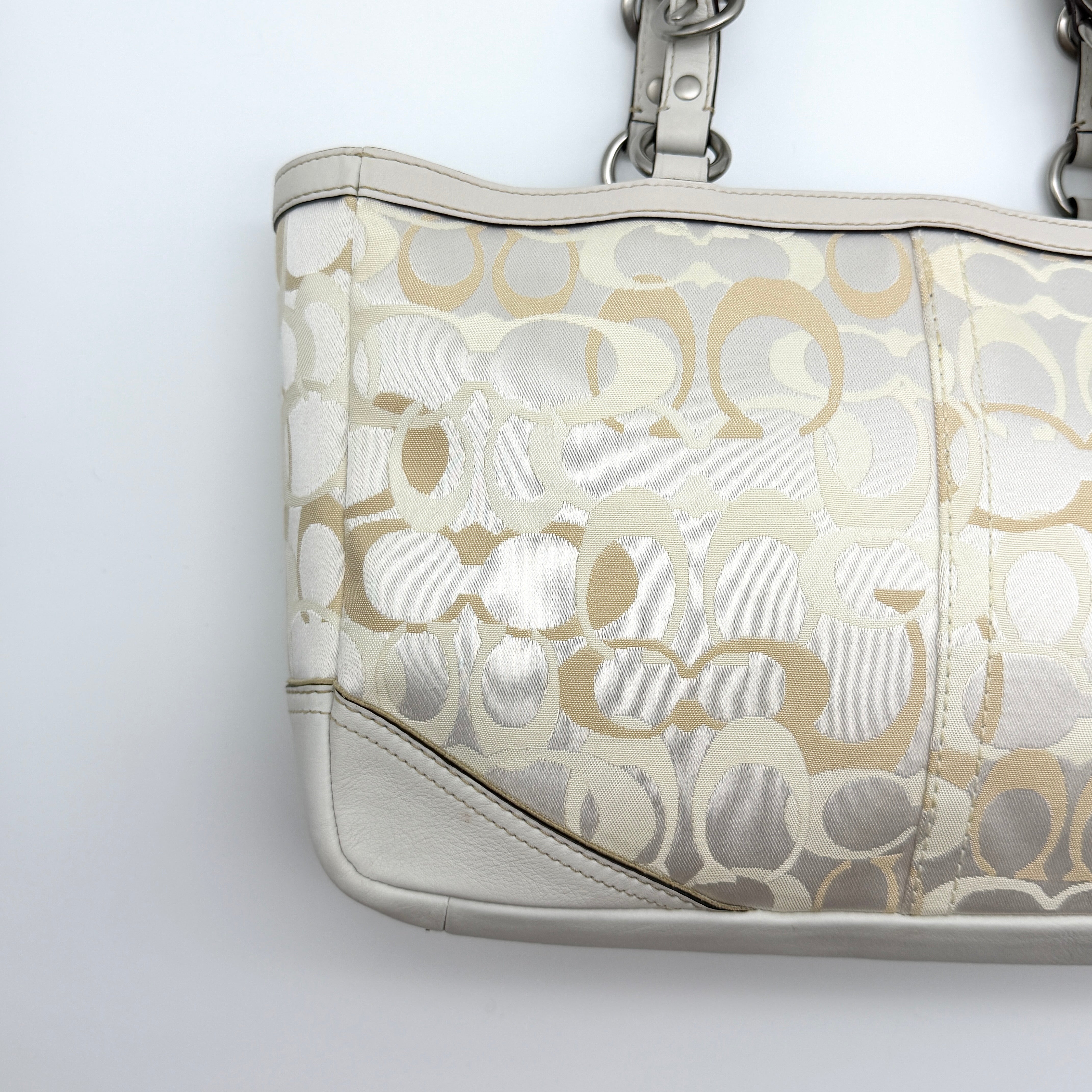 Coach Signature Canvas Tote Bag White/Beige (With Keychain)