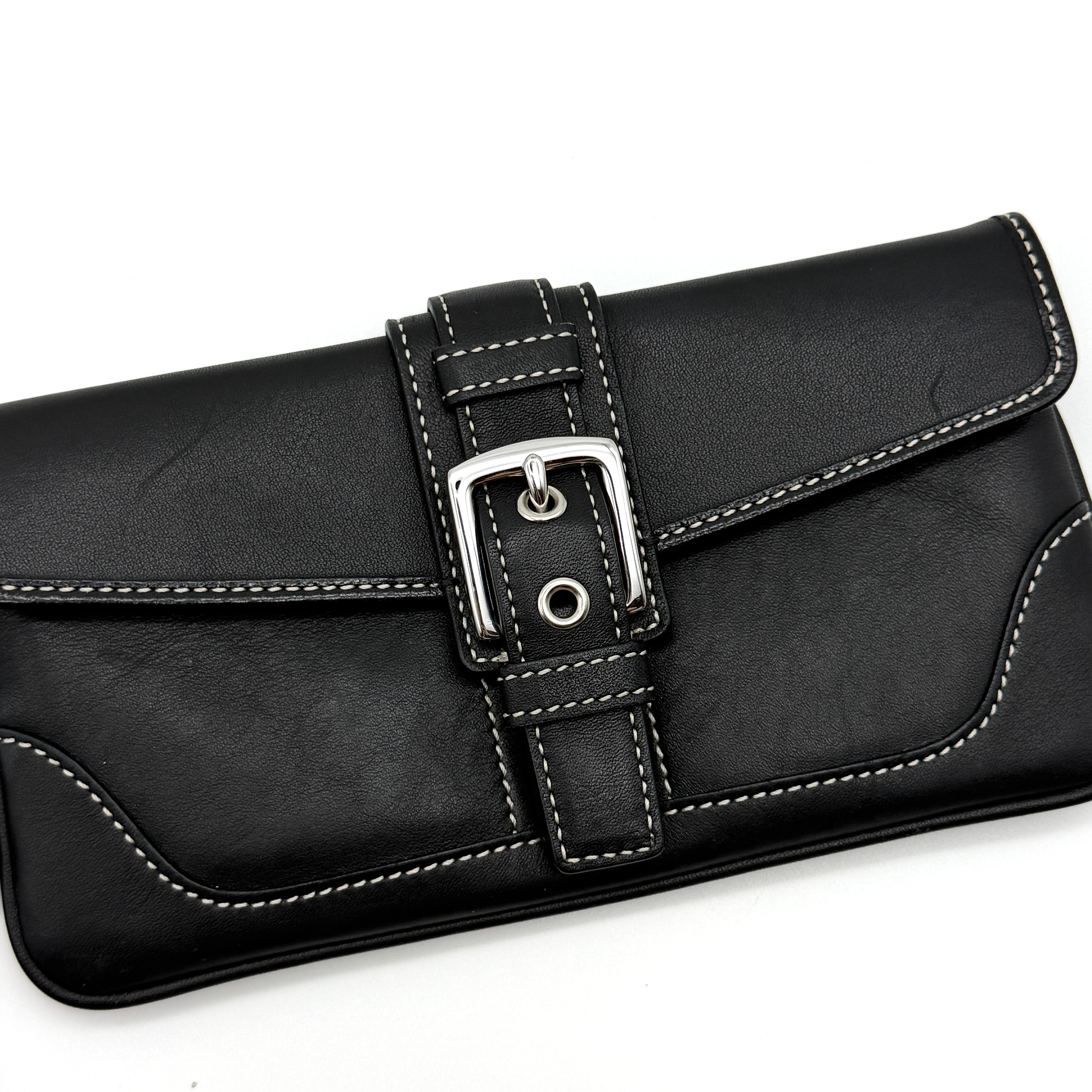 Coach Y2K Soho Buckle Flap Wristlet Black