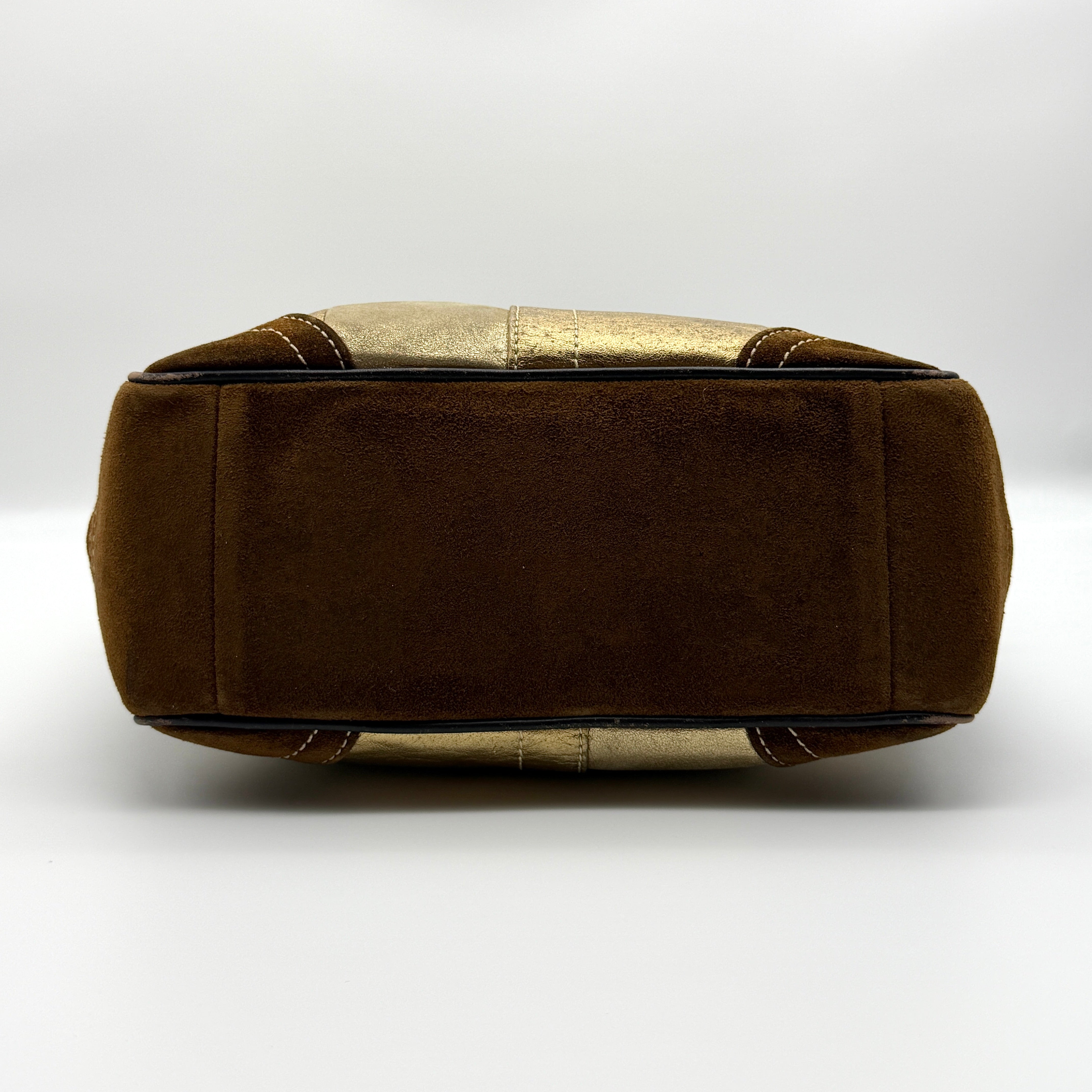 Coach Y2K Signature Patchwork Tote Bag Gold/Brown