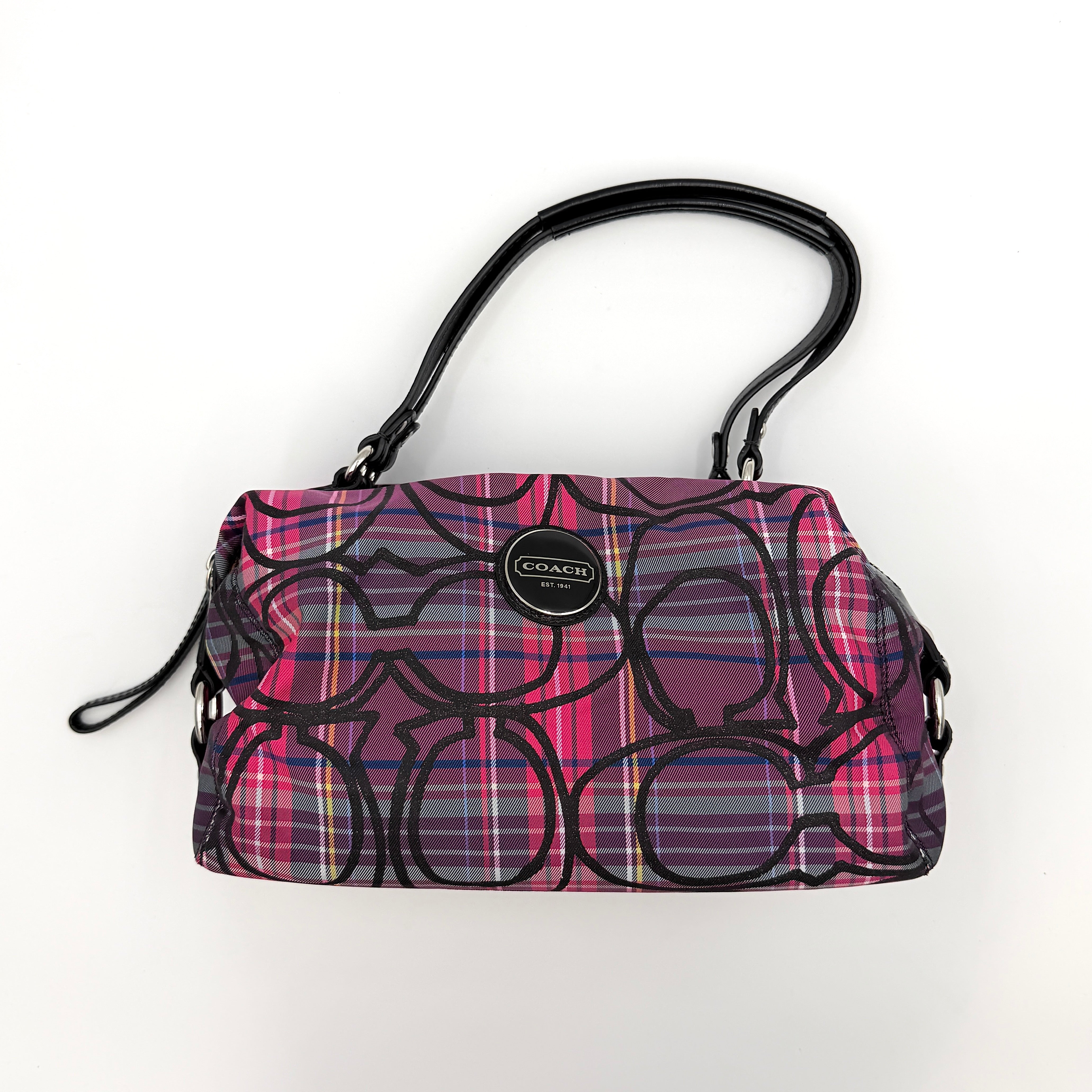 Coach Signature Poppy Tartan Shoulder Bag Multi