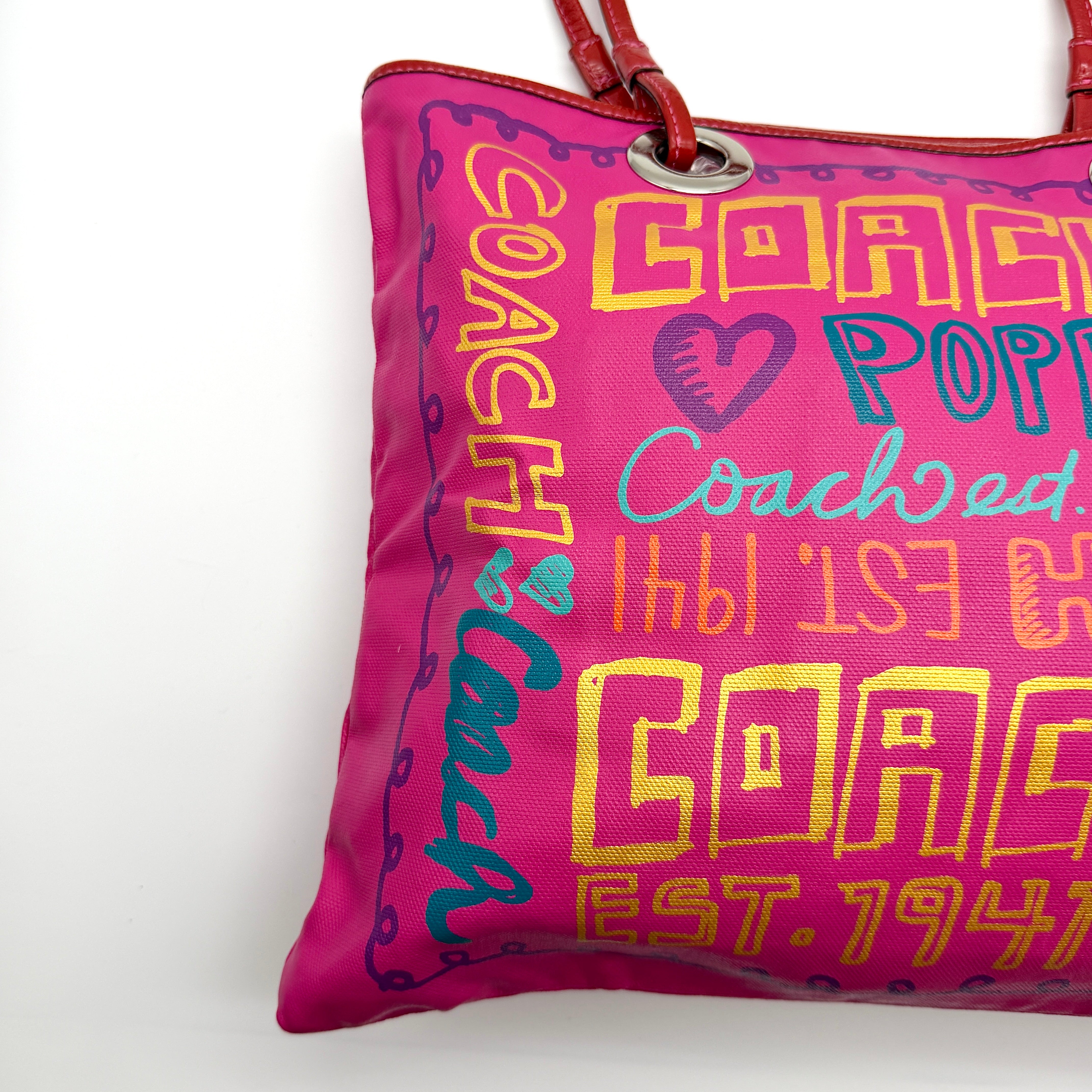 Coach Poppy Graffiti Glam Tote Bag Pink
