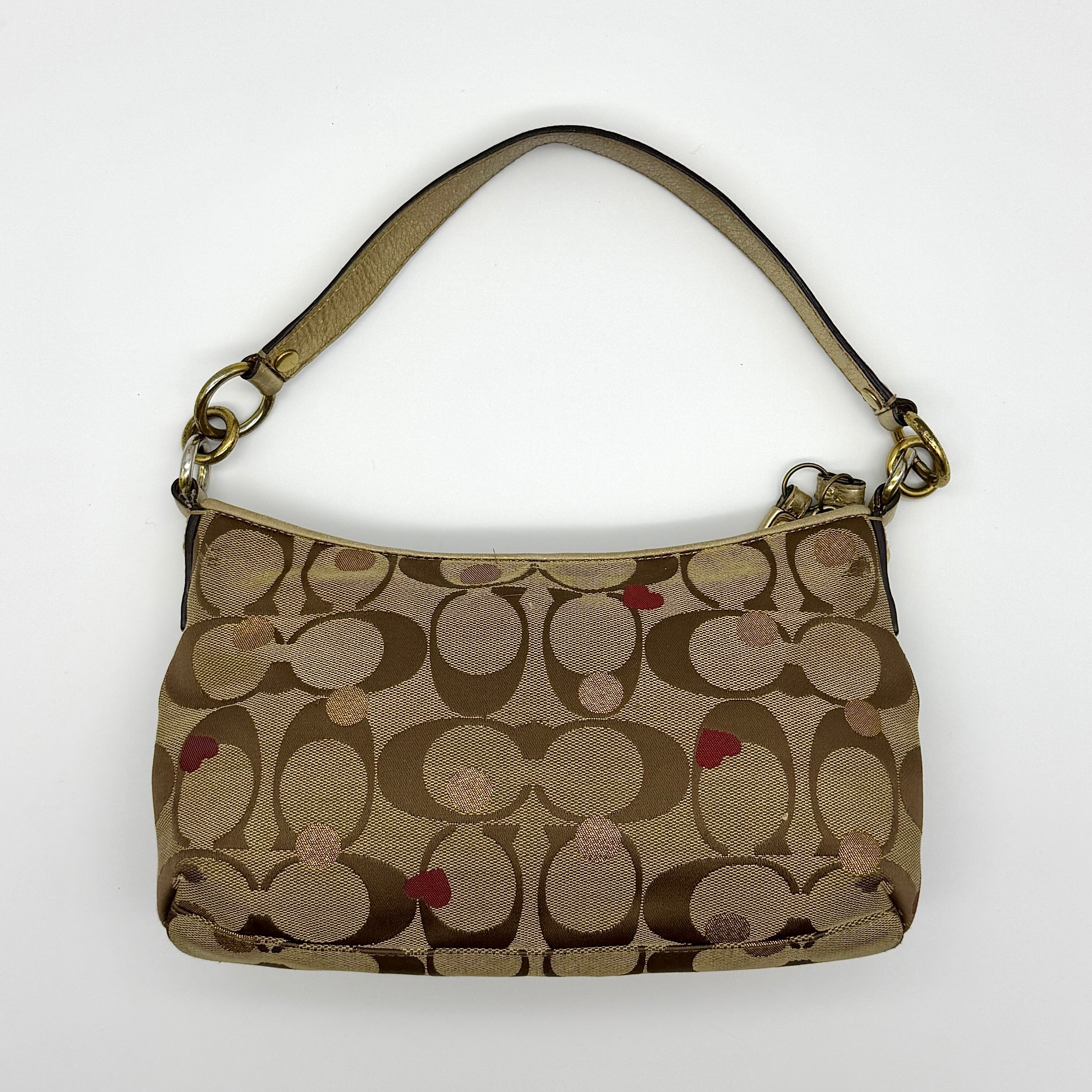 Coach 2Way Signature Heart Shoulder Bag Beige