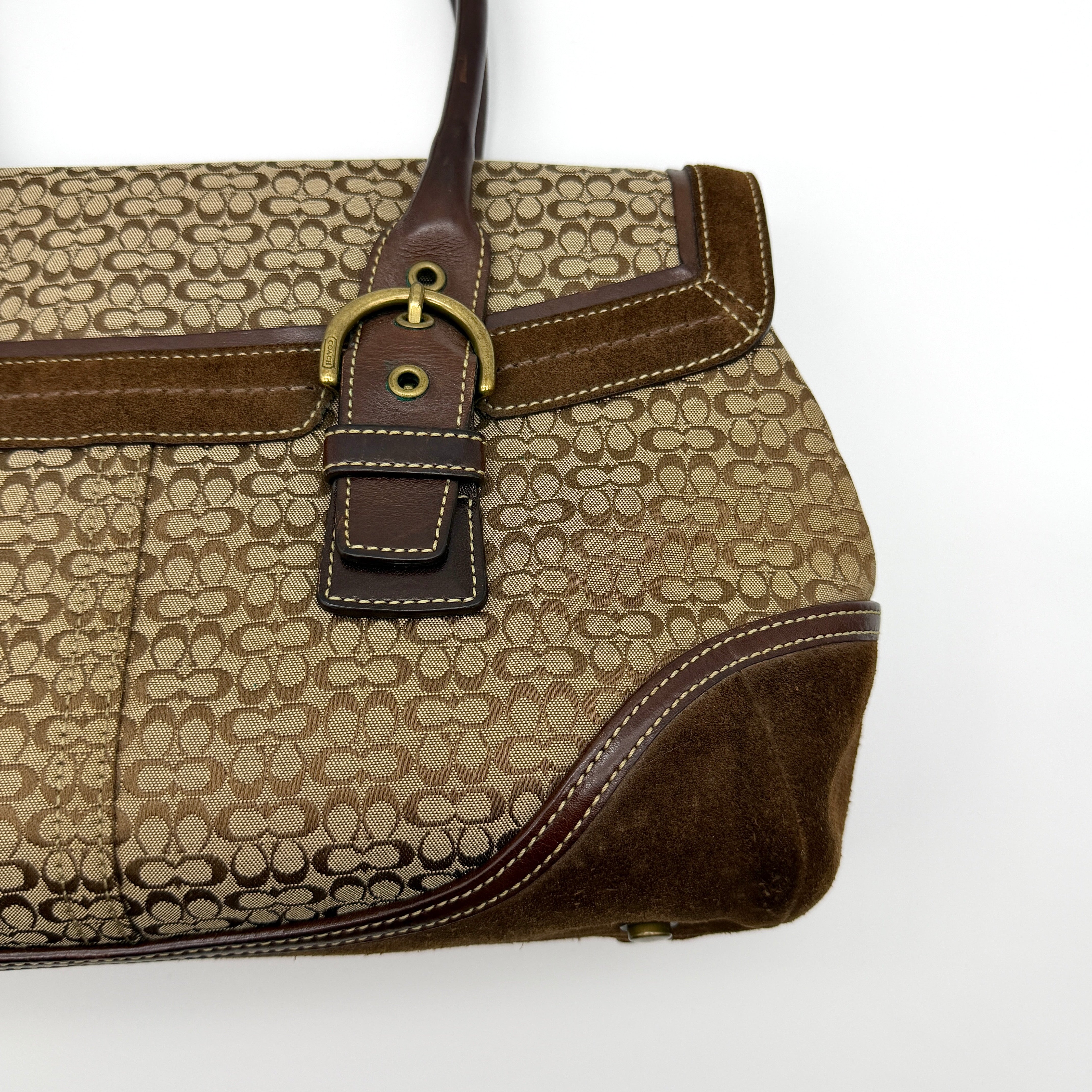 Coach Y2K Signature Soho Hampton Satchel Shoulder Bag Brown