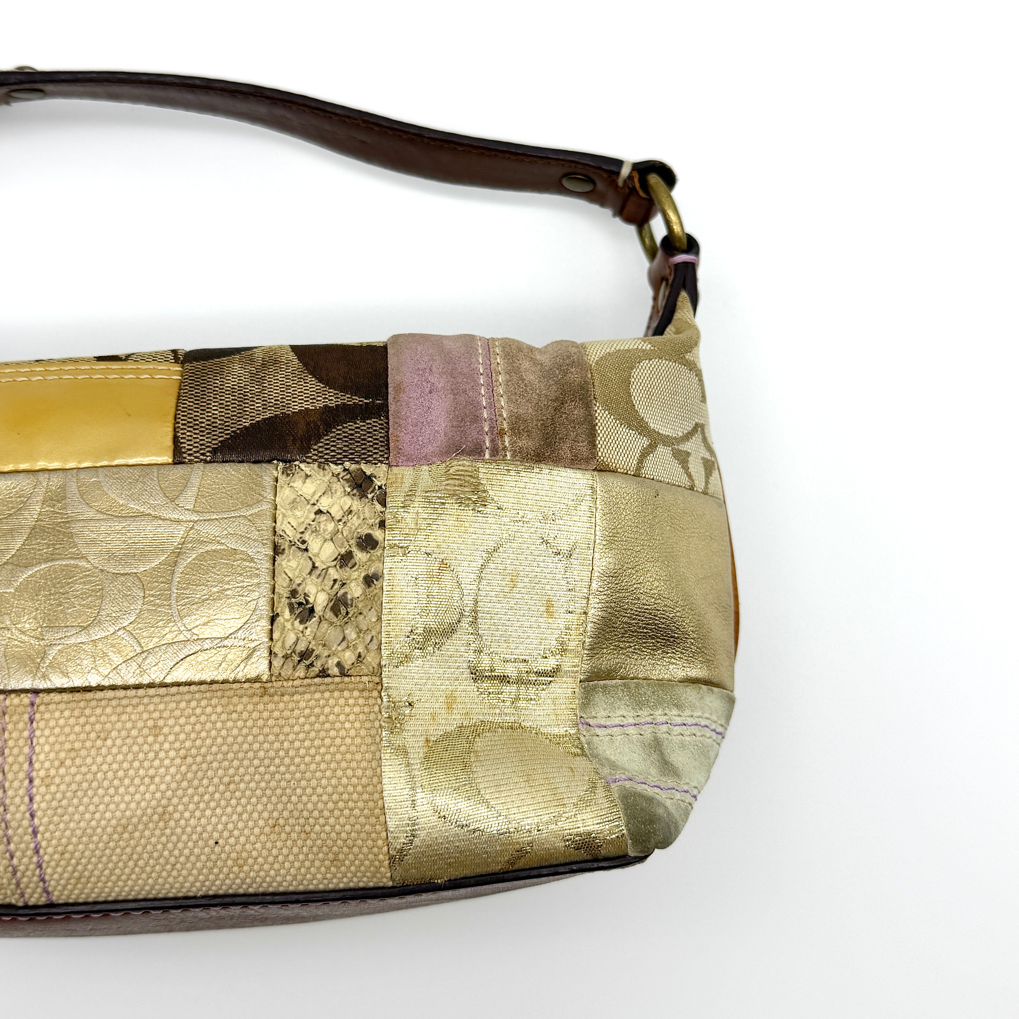 Coach Y2K Signature Mini Hobo Patchwork Shoulder Bag Multicolor