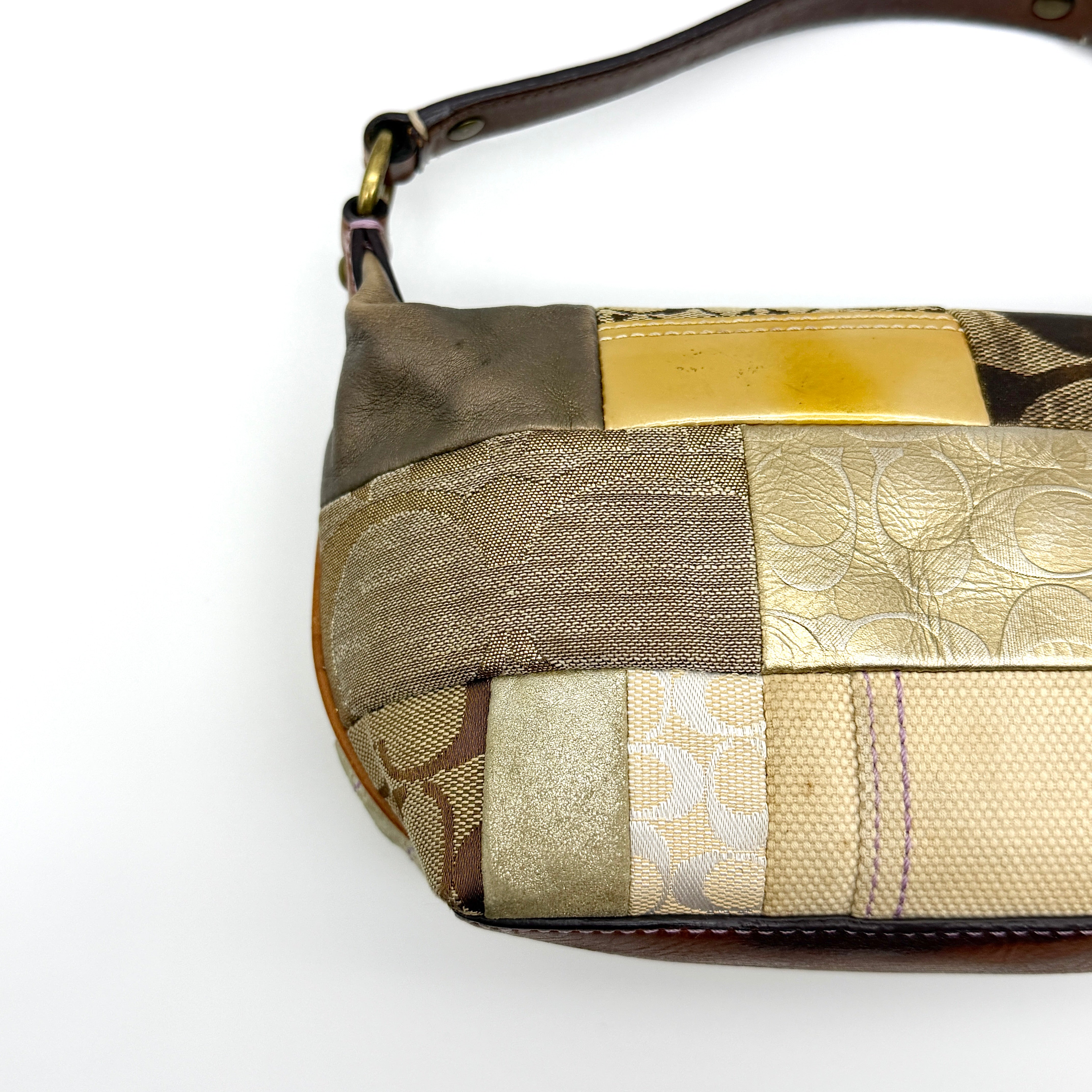 Coach Y2K Signature Mini Hobo Patchwork Shoulder Bag Multicolor