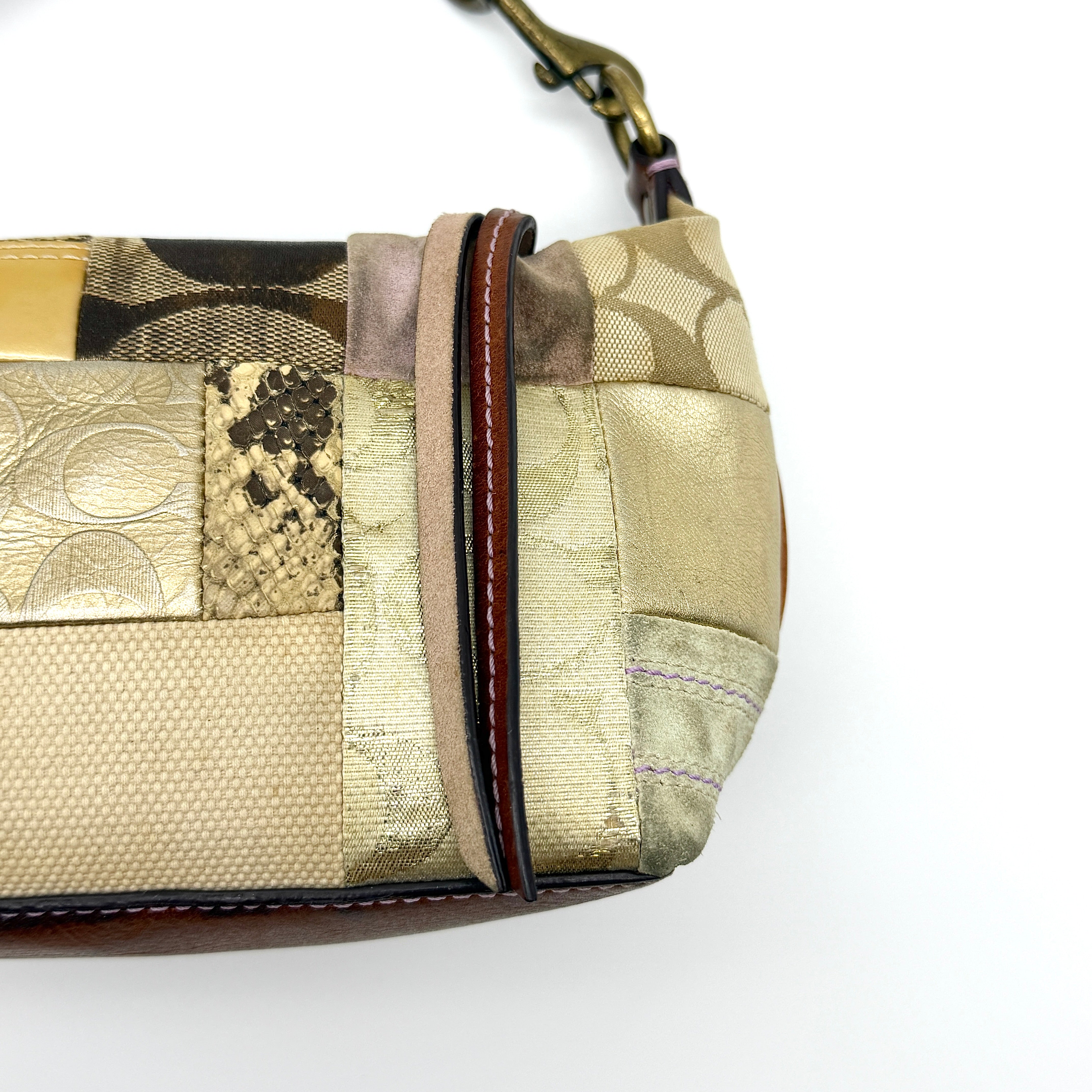 Coach Y2K Signature Mini Hobo Patchwork Shoulder Bag Multicolor