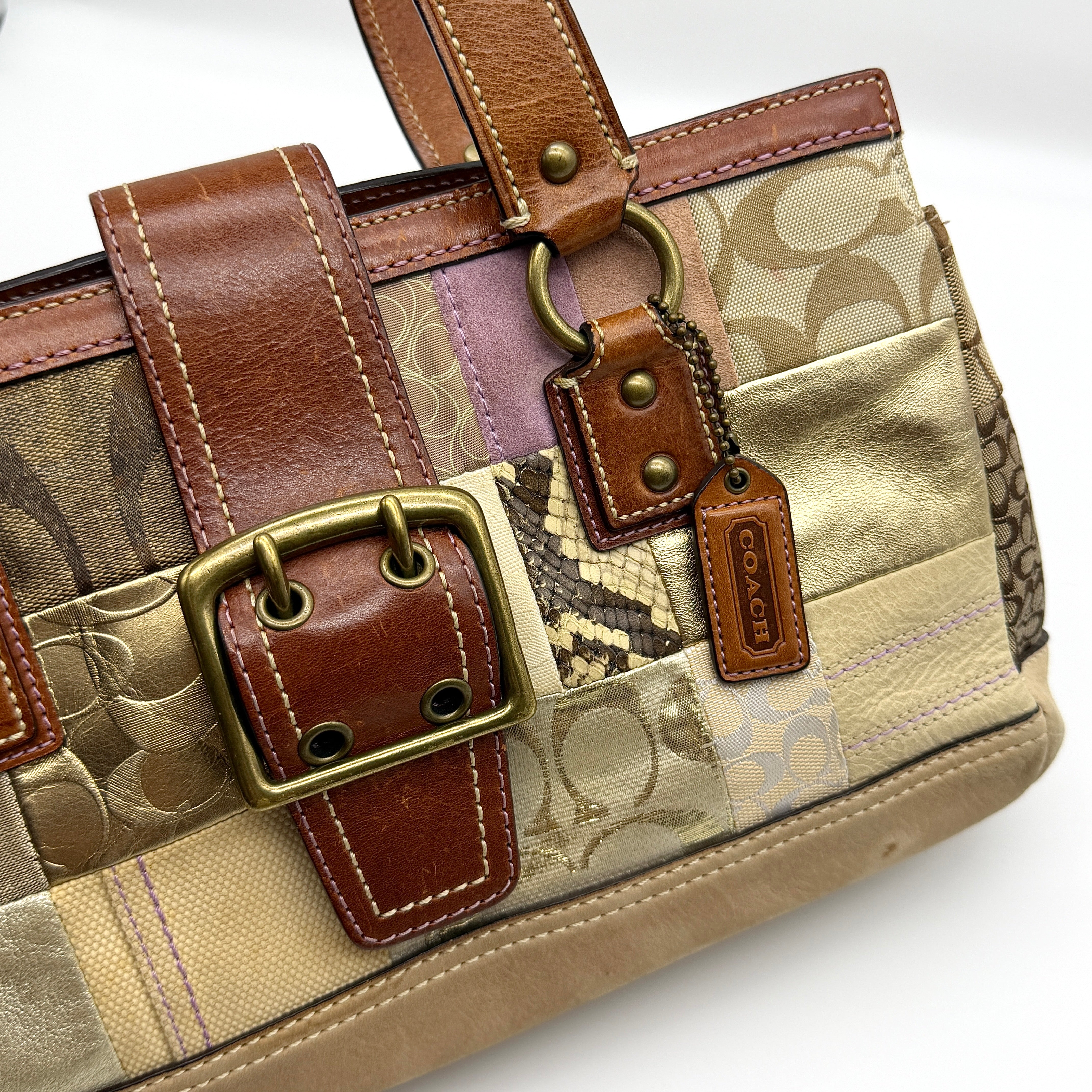 Coach Y2K Signature Soho Patchwork Shoulder Bag Brown/Gold