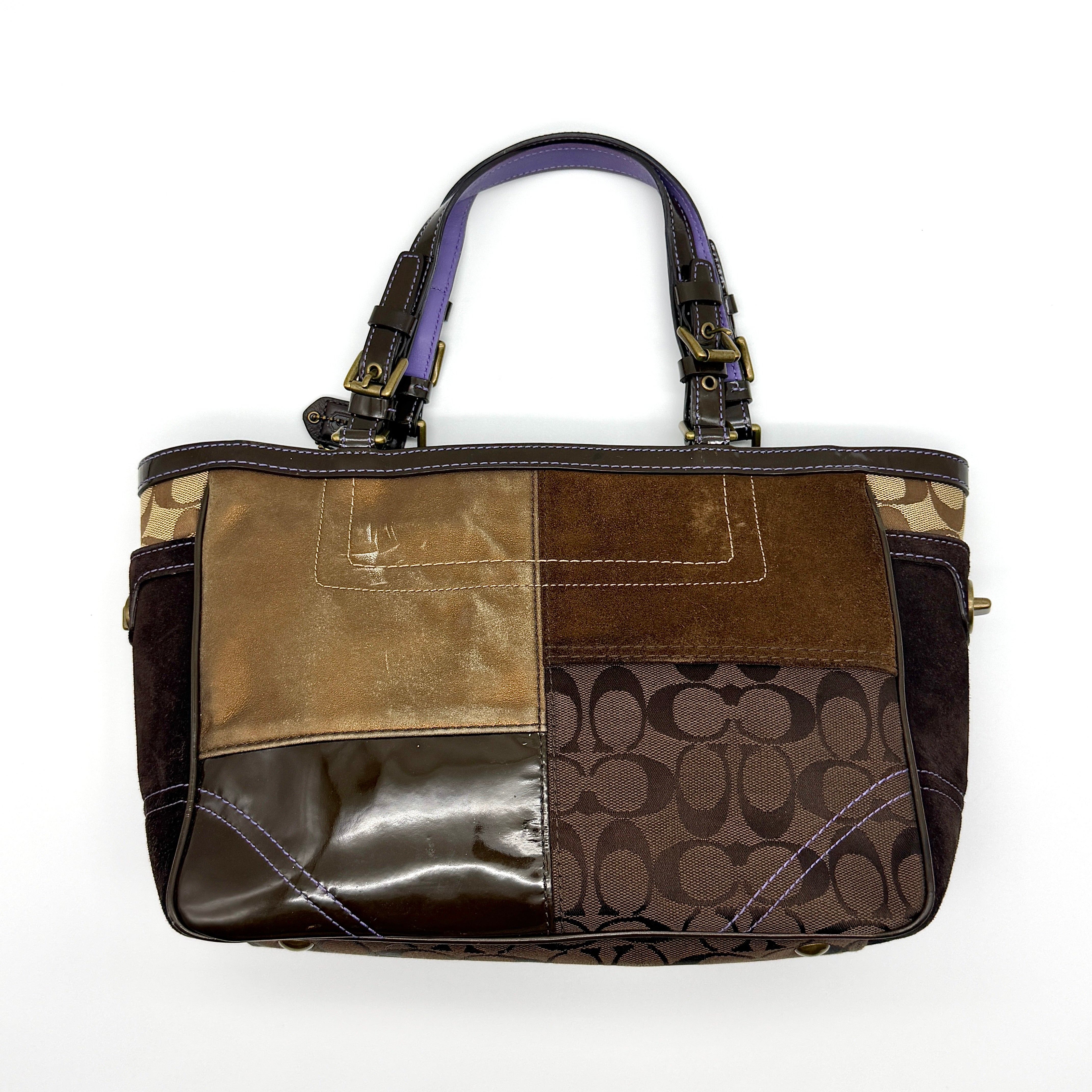 Coach Y2K Signature Patchwork Tote Bag Multi-Brown