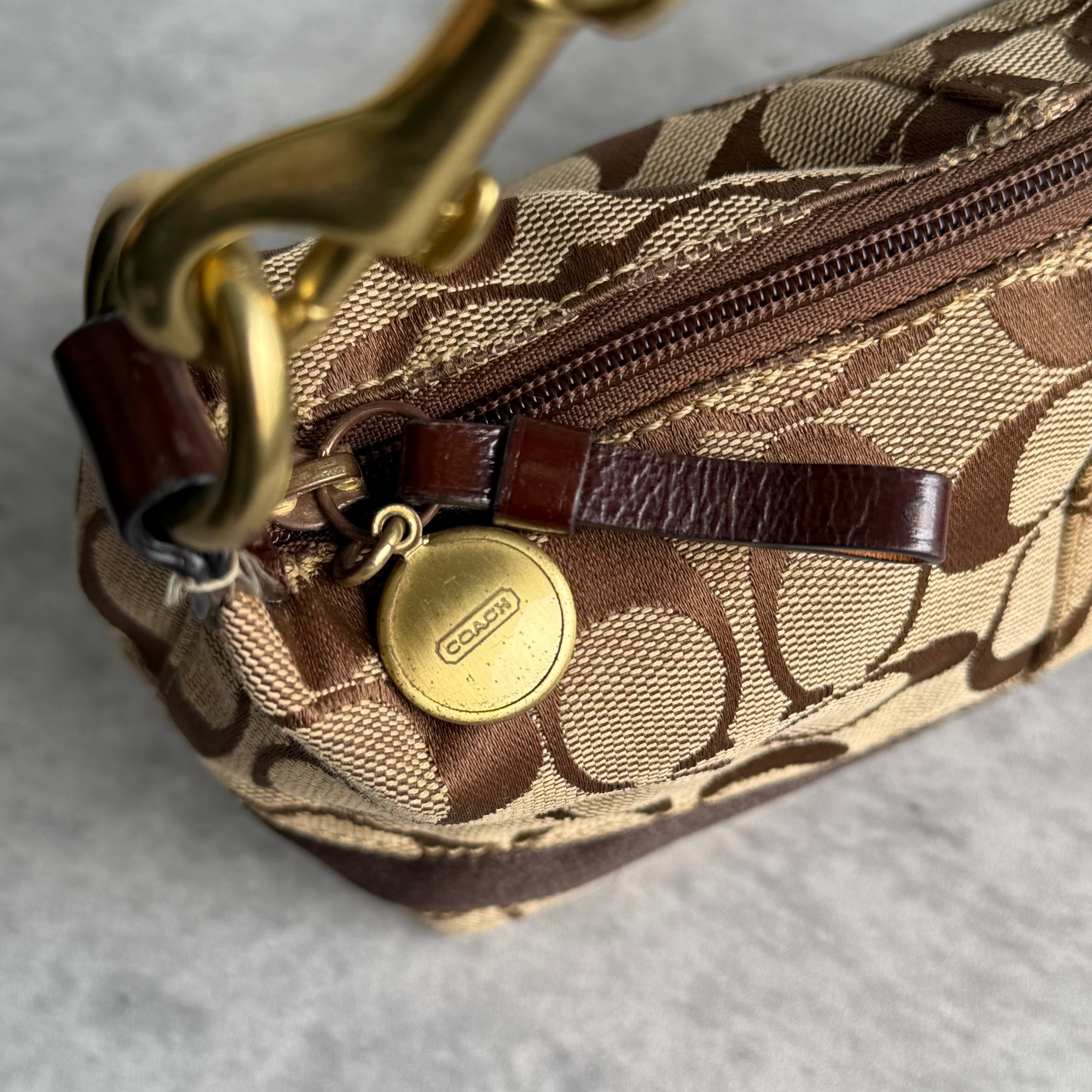 Coach Signature Stripe Mini Hobo ShoulderBag Beige/Brown