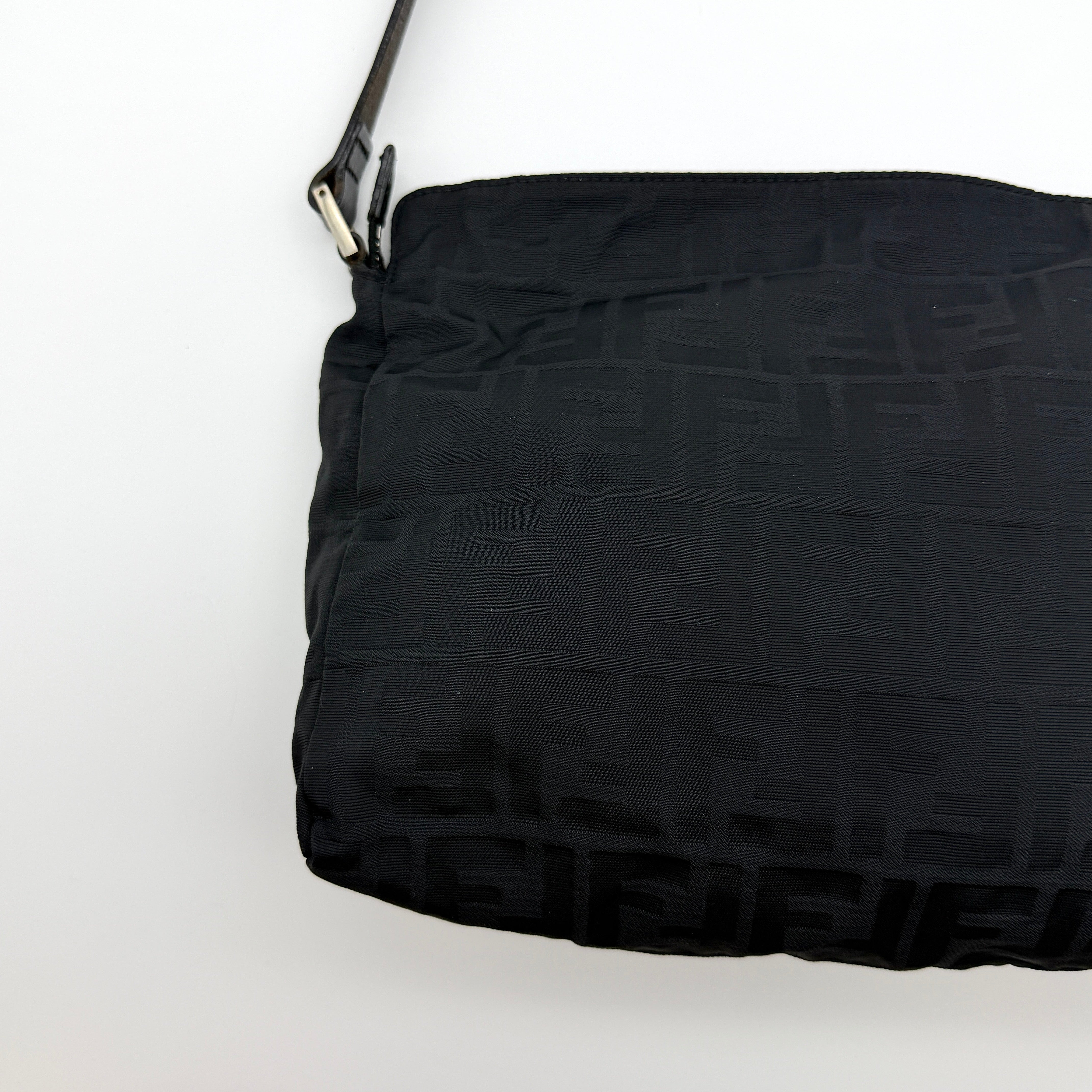 Fendi Zucca FF Nylon Shoulder Bag Black