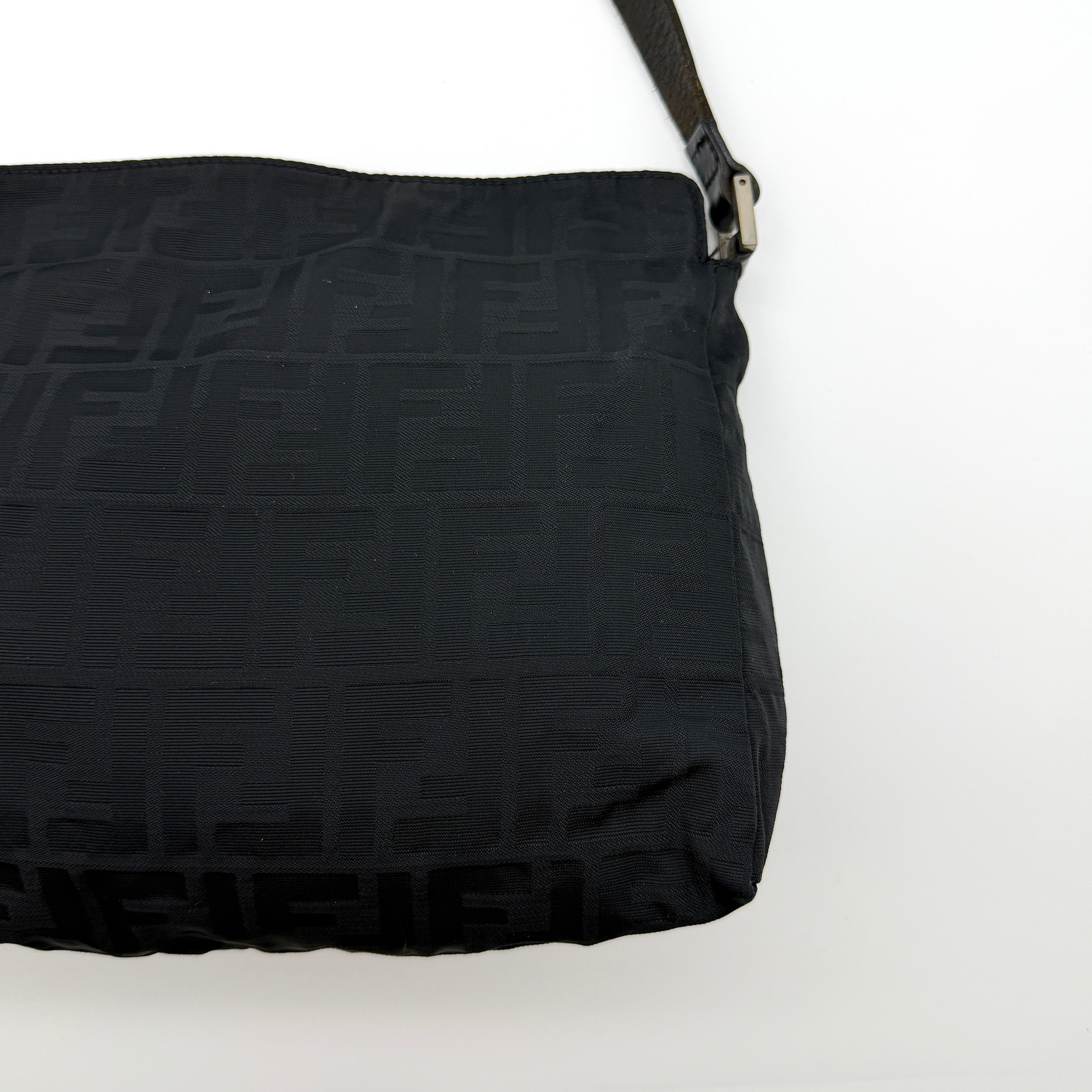 Fendi Zucca FF Nylon Shoulder Bag Black