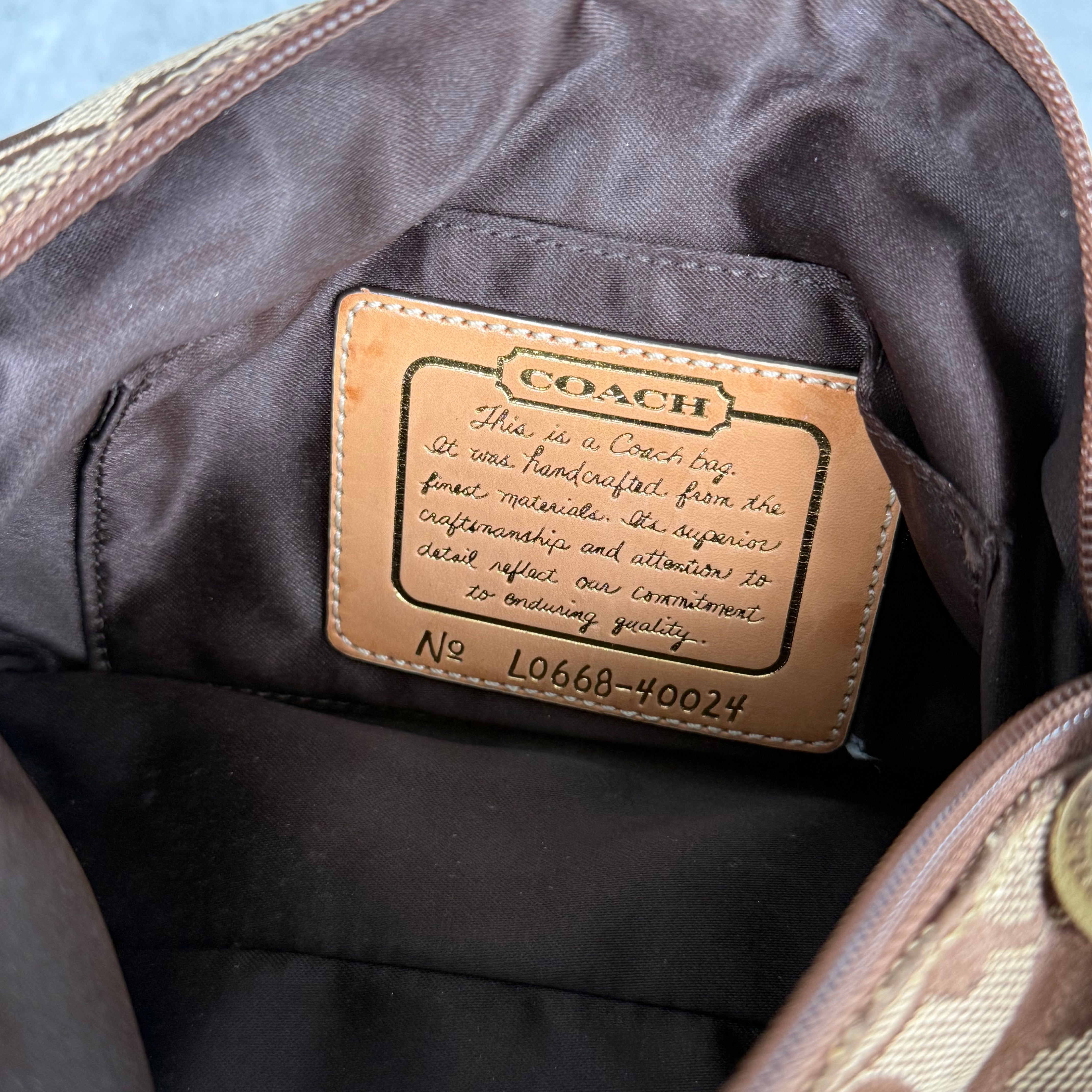 Coach Signature Stripe Mini Hobo ShoulderBag Beige/Brown