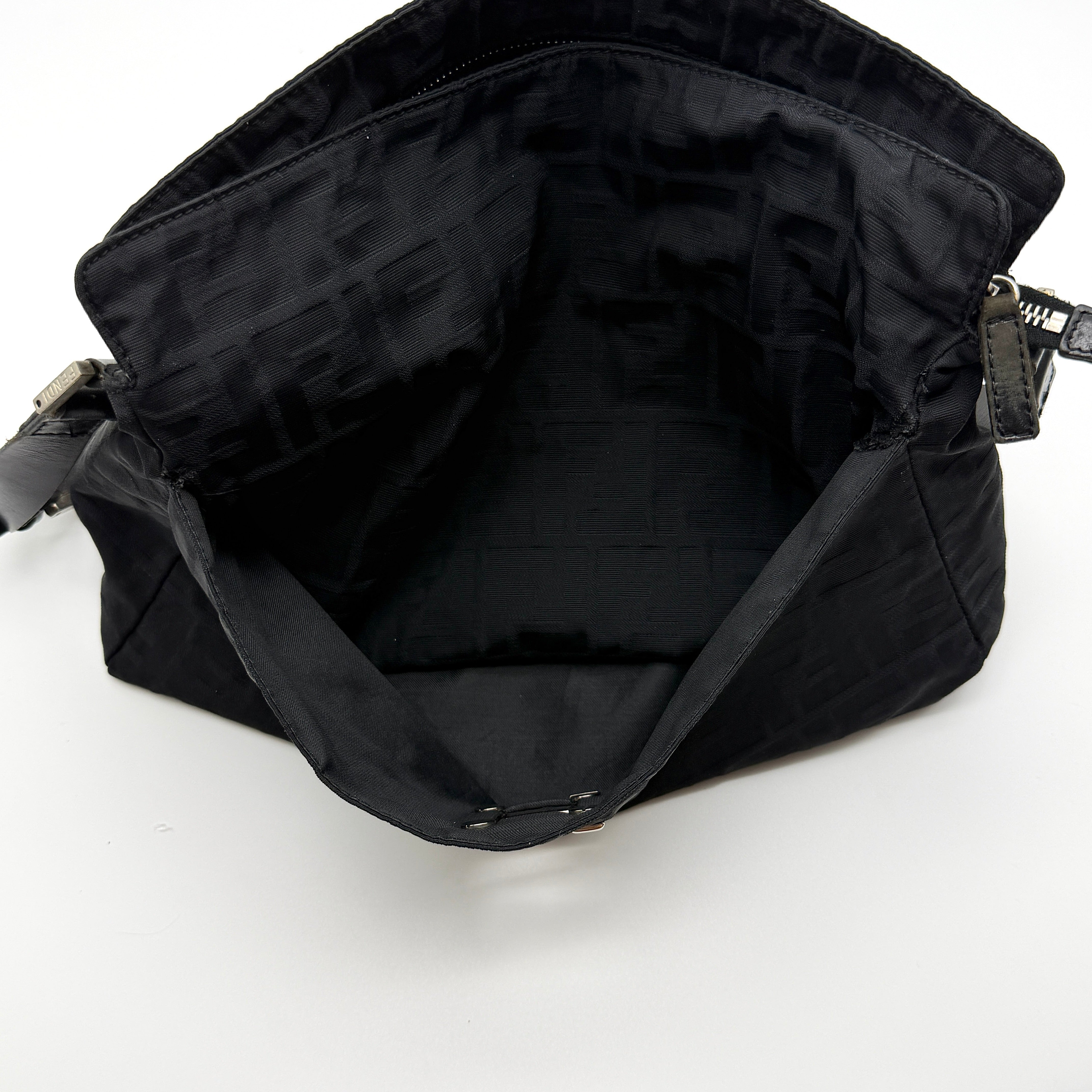 Fendi Zucca FF Nylon Shoulder Bag Black