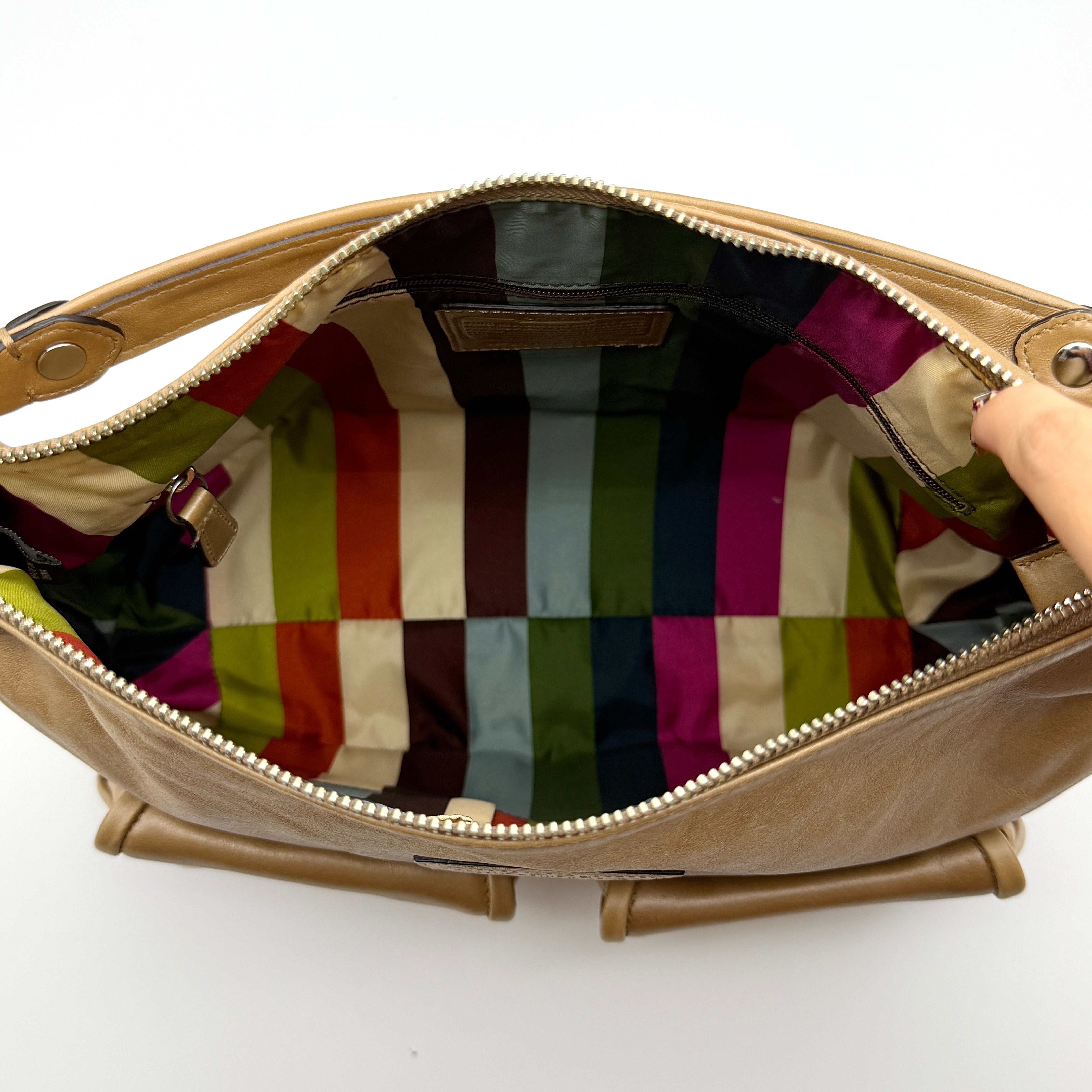 Coach 2Way Signature Poppy Shoulder Bag Beige