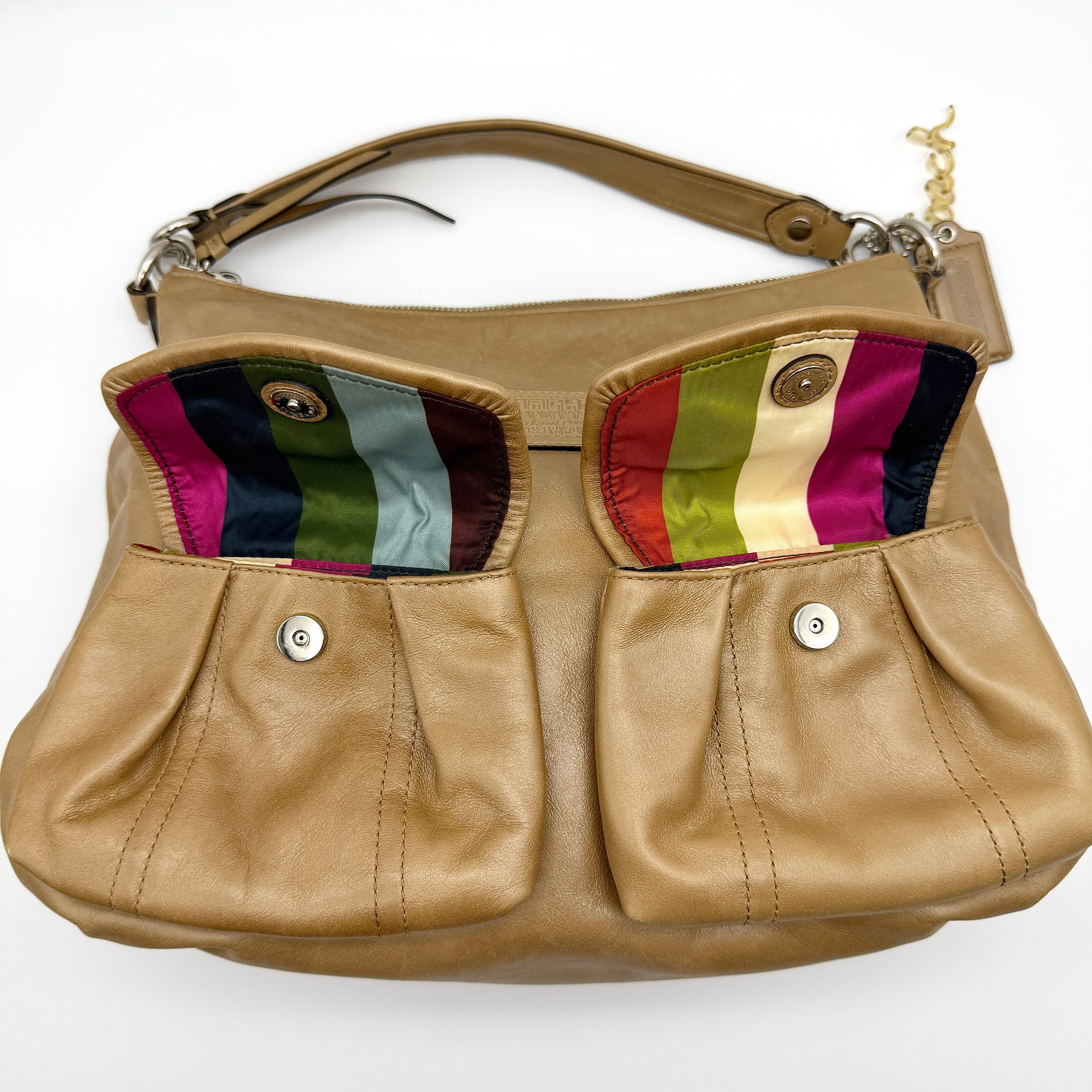 Coach 2Way Signature Poppy Shoulder Bag Beige