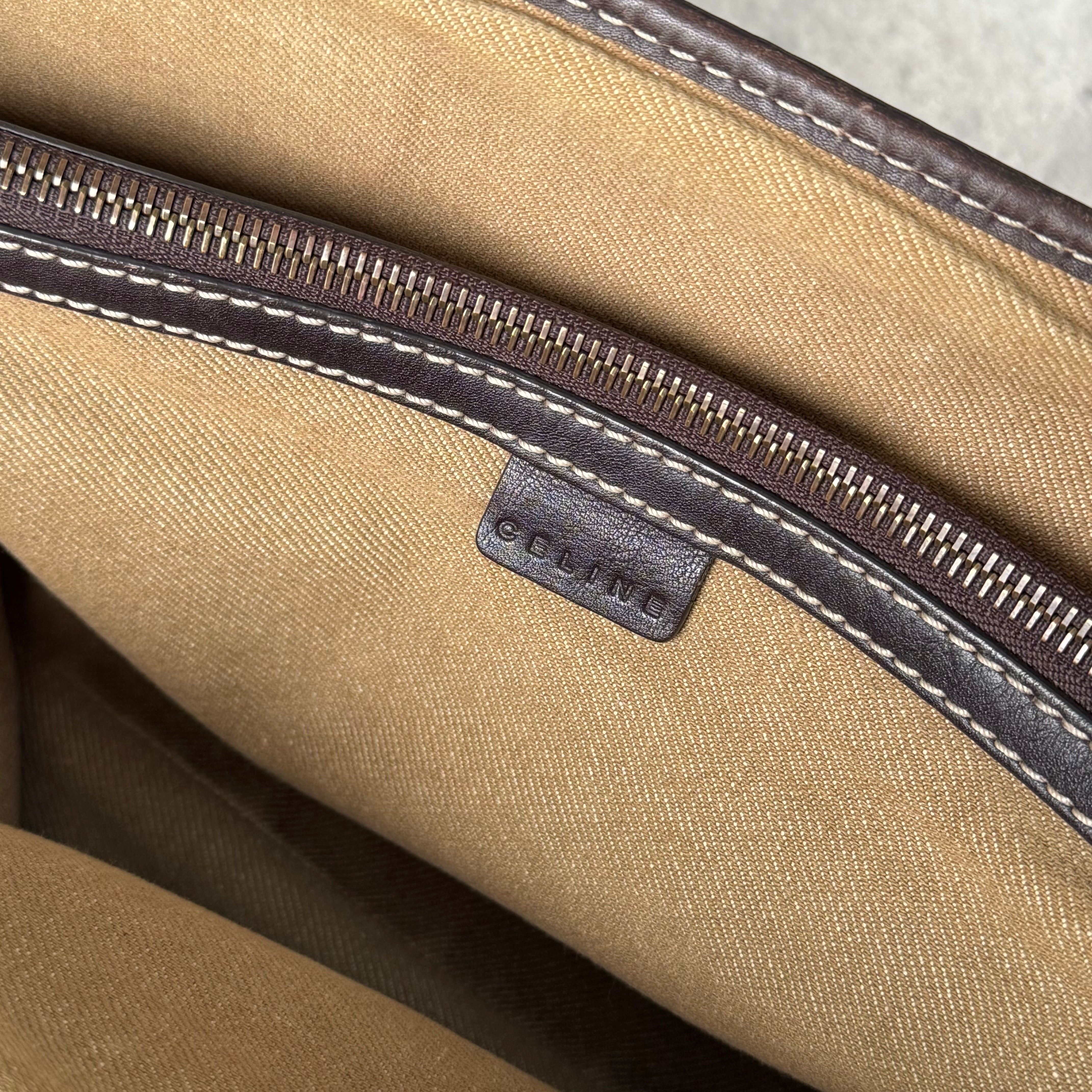 Celine Macadam Boogie Leather Canvas HandBag Beige