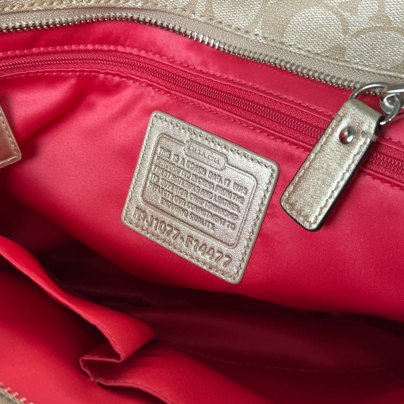Coach Signature Stripe Tote Bag Beige/Gold