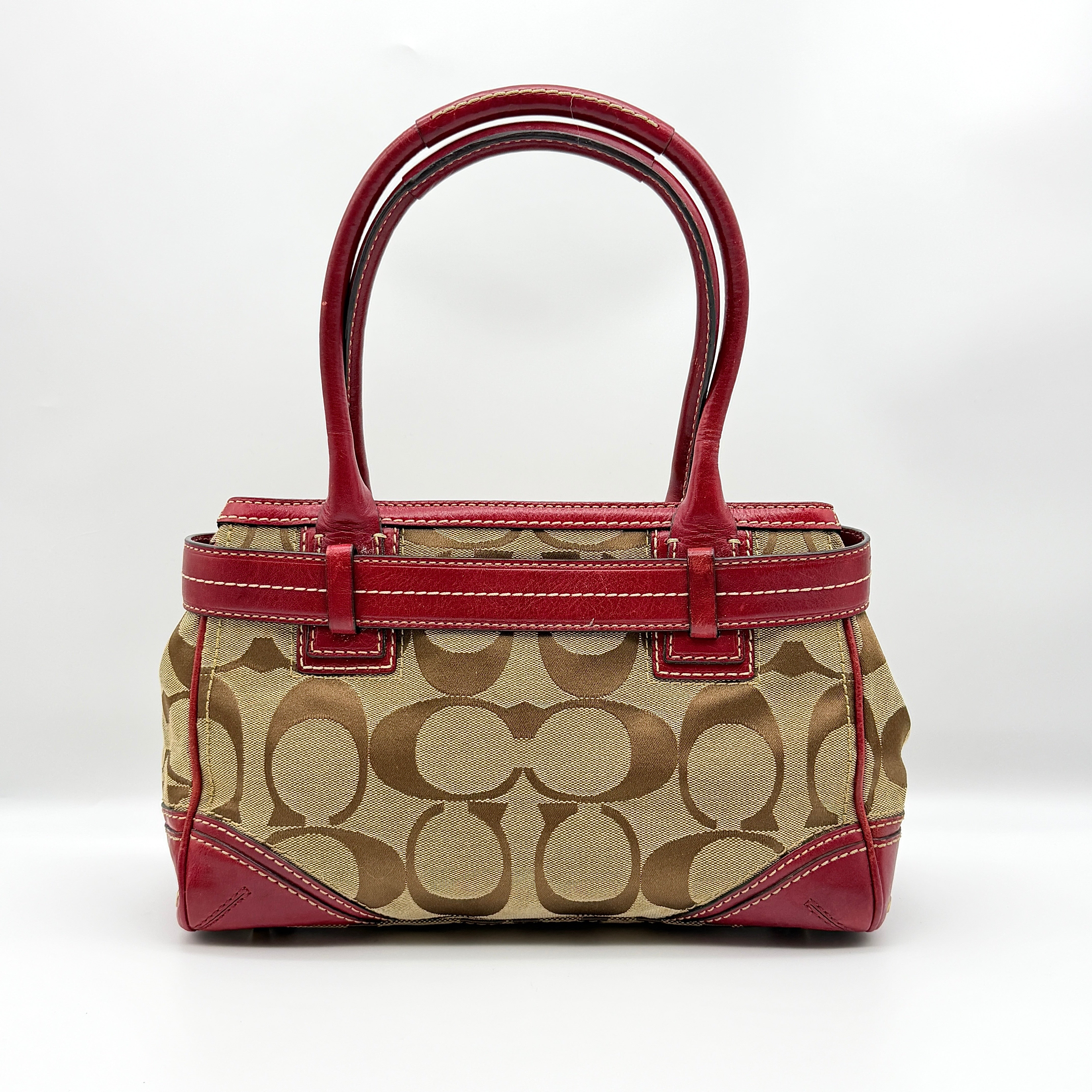 Coach Signature Hampton Carryall Shoulder Bag Red/Beige